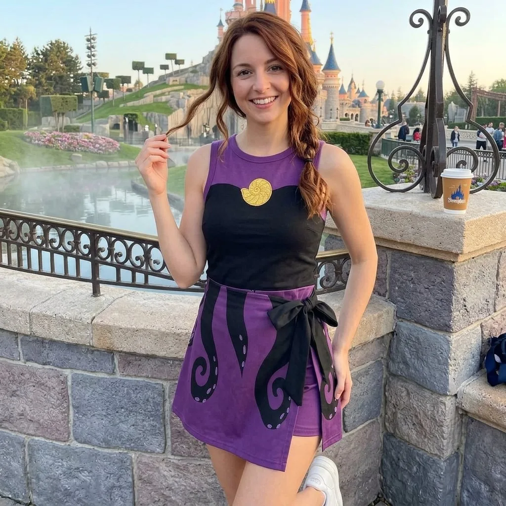 Ursula Cosplay Tennis Dress, Disney The Little Mermaid Villain Skater Outfit - Image 2