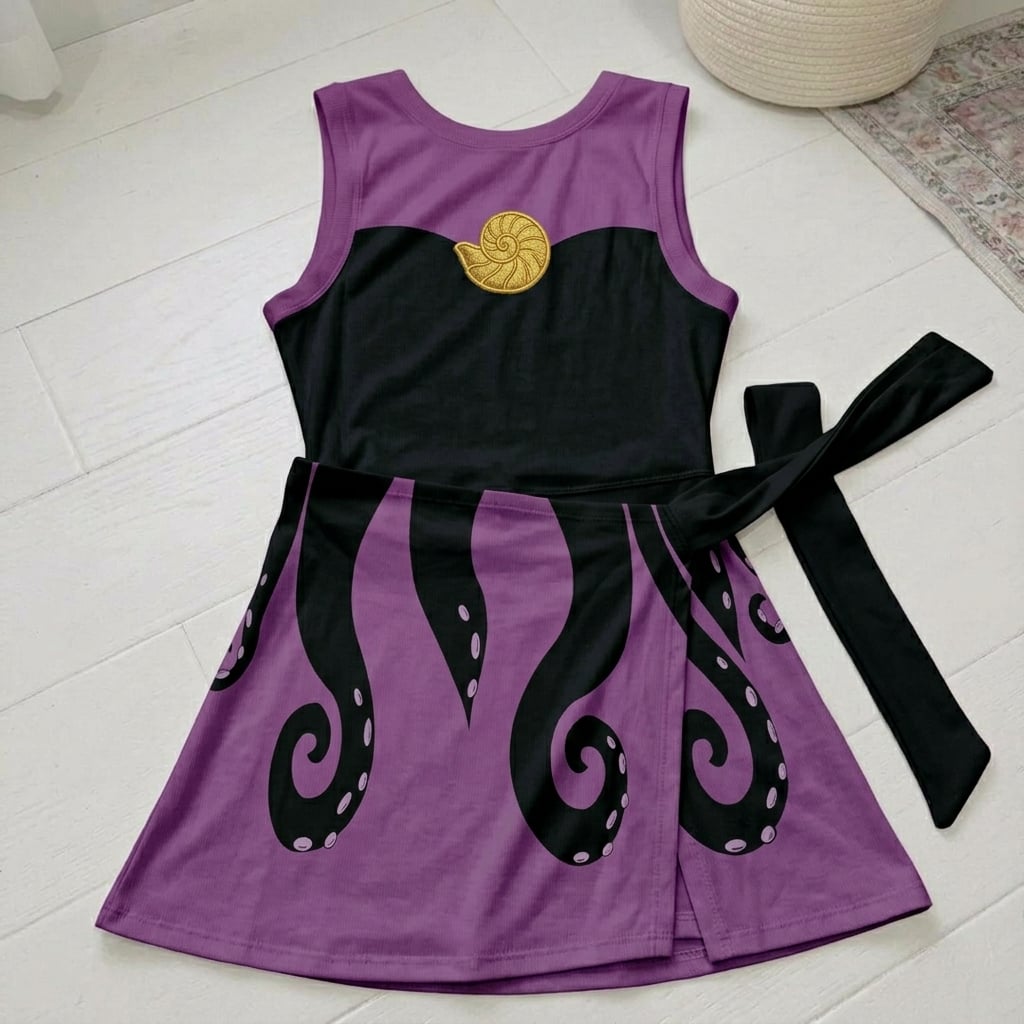 Ursula Cosplay Tennis Dress, Disney The Little Mermaid Villain Skater Outfit - Image 5