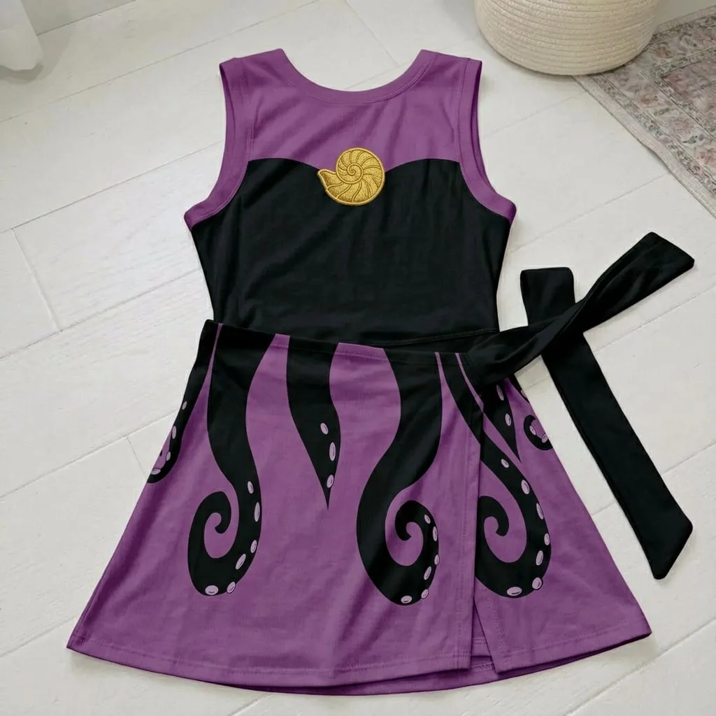 Ursula Cosplay Tennis Dress, Disney The Little Mermaid Villain Skater Outfit - Image 5