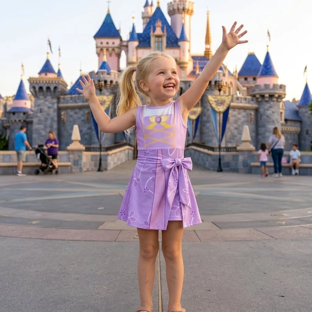Rapunzel Tennis Dress Skirt, Disney Princess Park Vacation Outfit, Rapunzel Skort Dress - Image 3