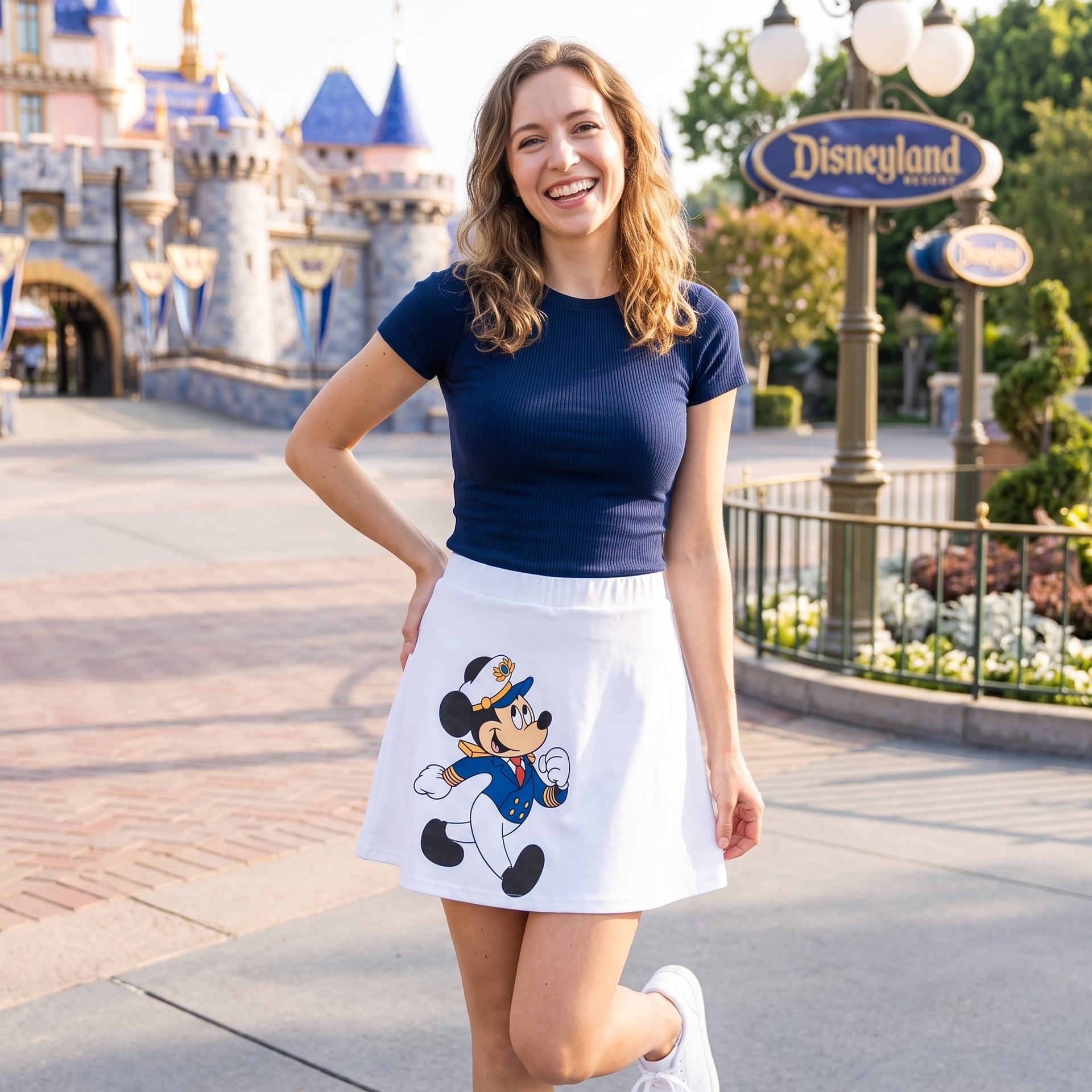 Captain Mickey Mouse Magic Skater Skirt, Disney Cruise Vacation Women Skater Skirt, Captain Mickey Disney Skirt - Image 3