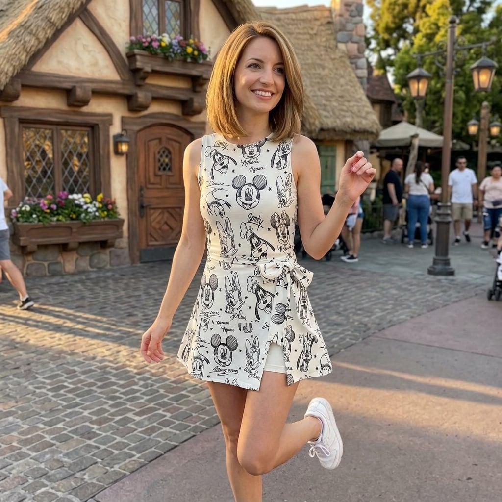 Disney Mickey & Friends Tennis Dress, Mickey Minnie Donald Goofy Pluto Pastel Skater Dress - Image 3
