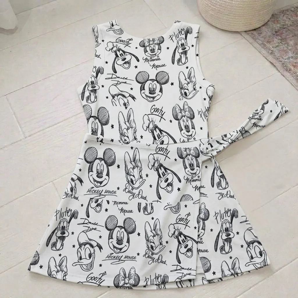 Disney Mickey & Friends Tennis Dress, Mickey Minnie Donald Goofy Pluto Pastel Skater Dress - Image 2