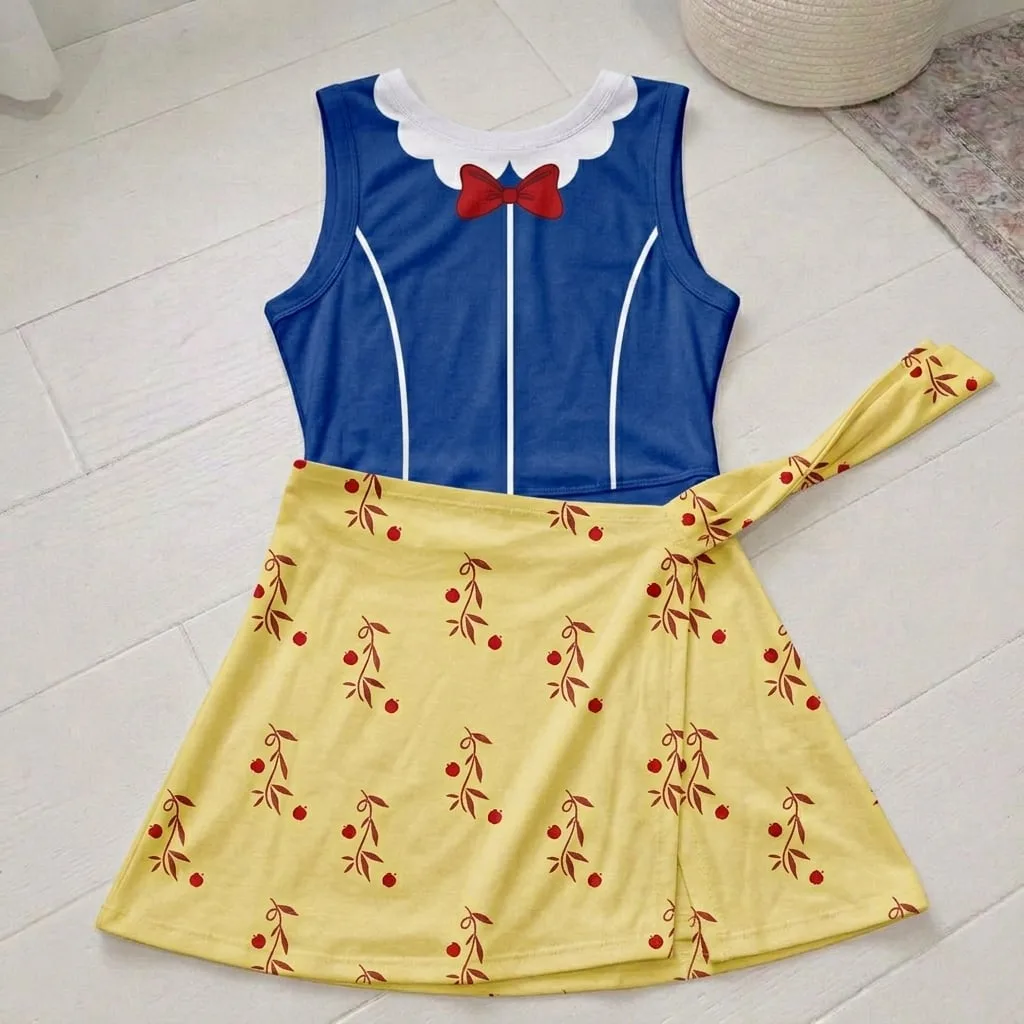 Snow White Tennis Dress Skirt, Disney Princess Park Vacation Outfit, Snow White Skort Dress
