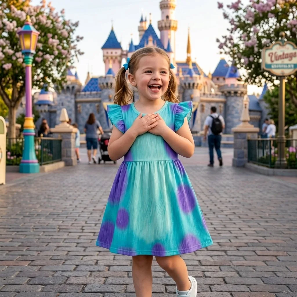 Sulley Ruffle Dress, Monsters Inc Disney Park Dress, Sulley Park Vacation Outfit For Girls - Image 3