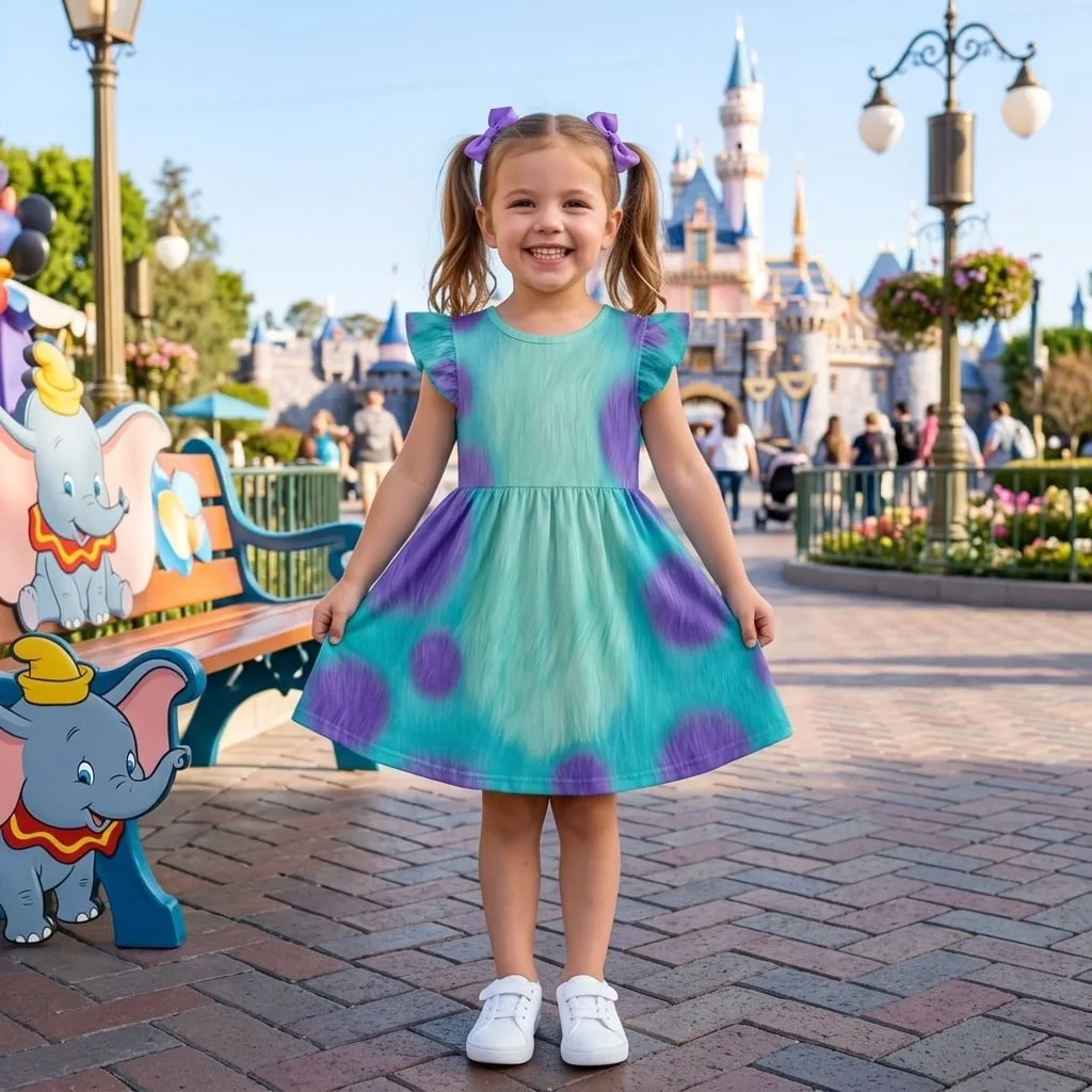 Sulley Ruffle Dress, Monsters Inc Disney Park Dress, Sulley Park Vacation Outfit For Girls - Image 4