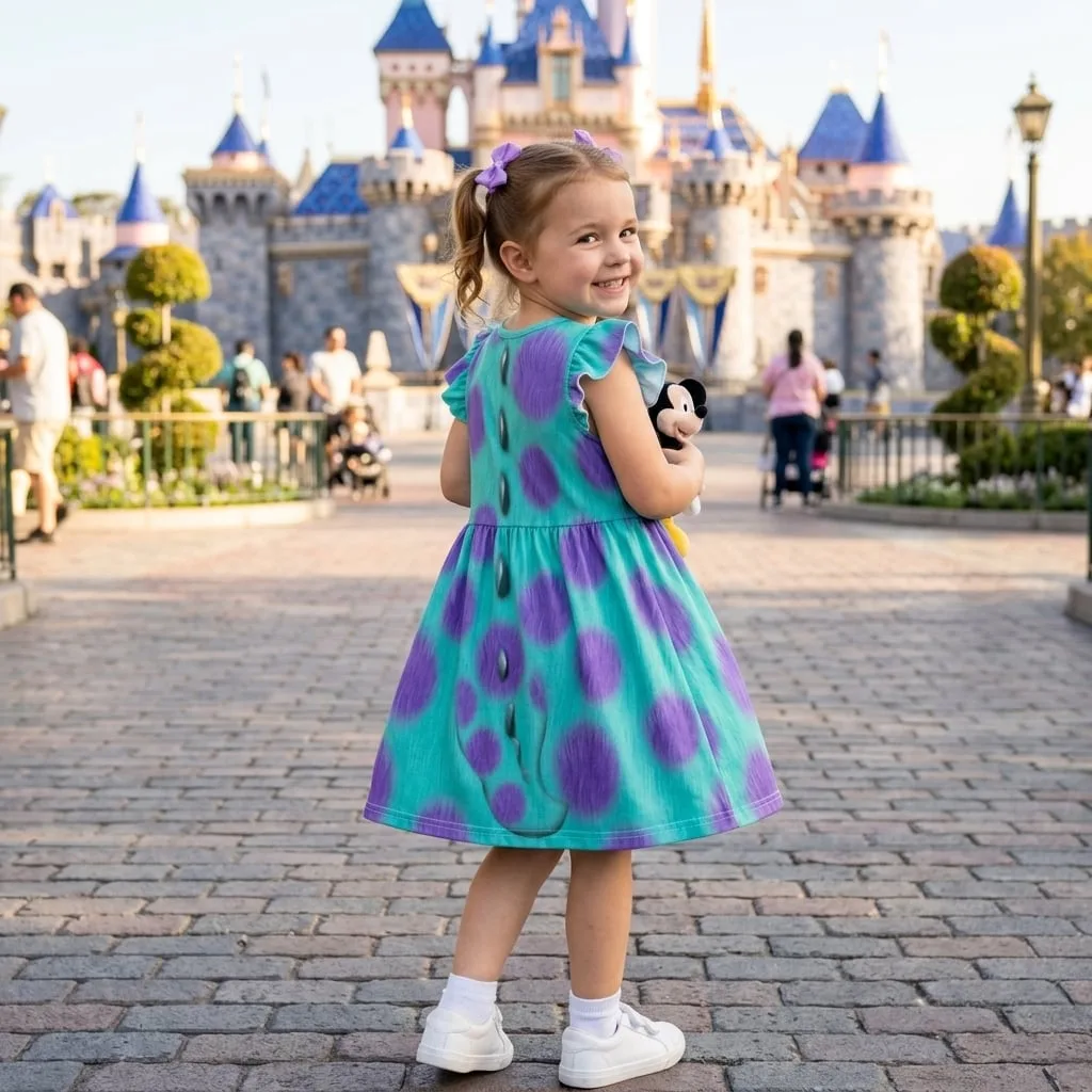 Sulley Ruffle Dress, Monsters Inc Disney Park Dress, Sulley Park Vacation Outfit For Girls - Image 5
