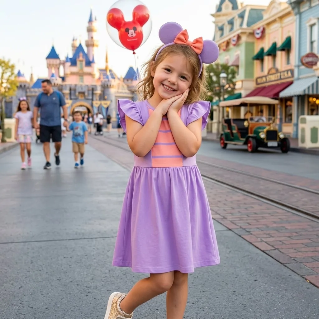 Figment Ruffle Dress, EPCOT Disney Park Dress, Figment Park Vacation Outfit For Girls - Image 2