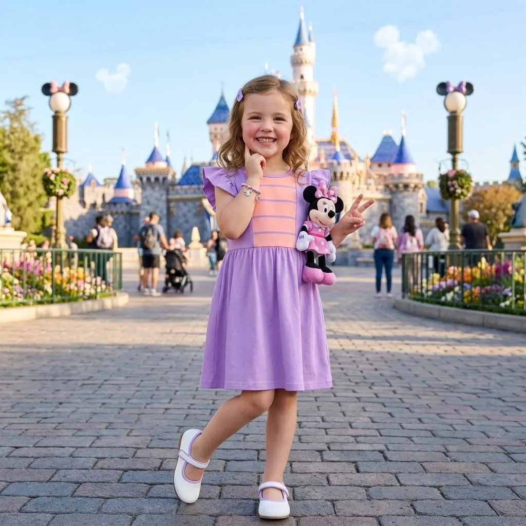 Figment Ruffle Dress, EPCOT Disney Park Dress, Figment Park Vacation Outfit For Girls - Image 4