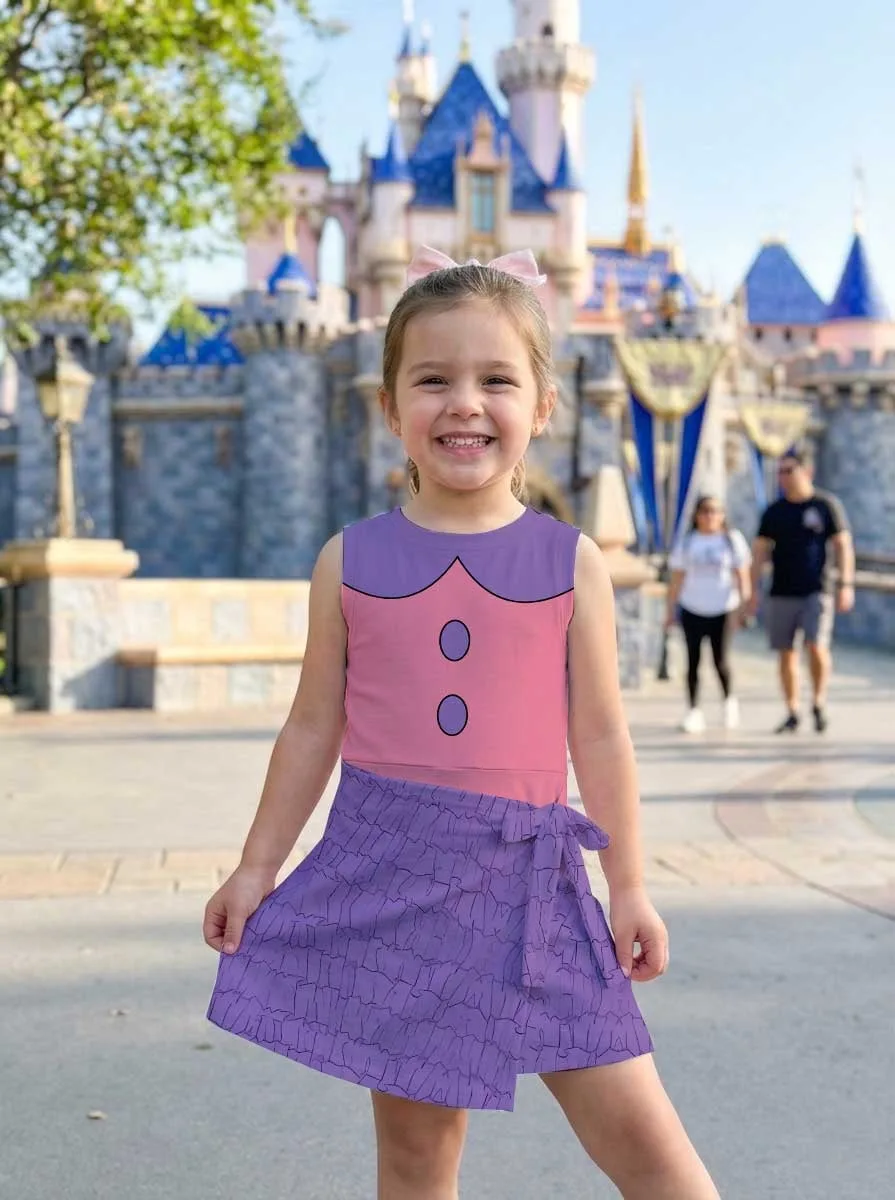 Girls Halloween Bat Wing Dress, Pink Purple Bat Costume Outfit, Cute Halloween Party Dress - Image 6