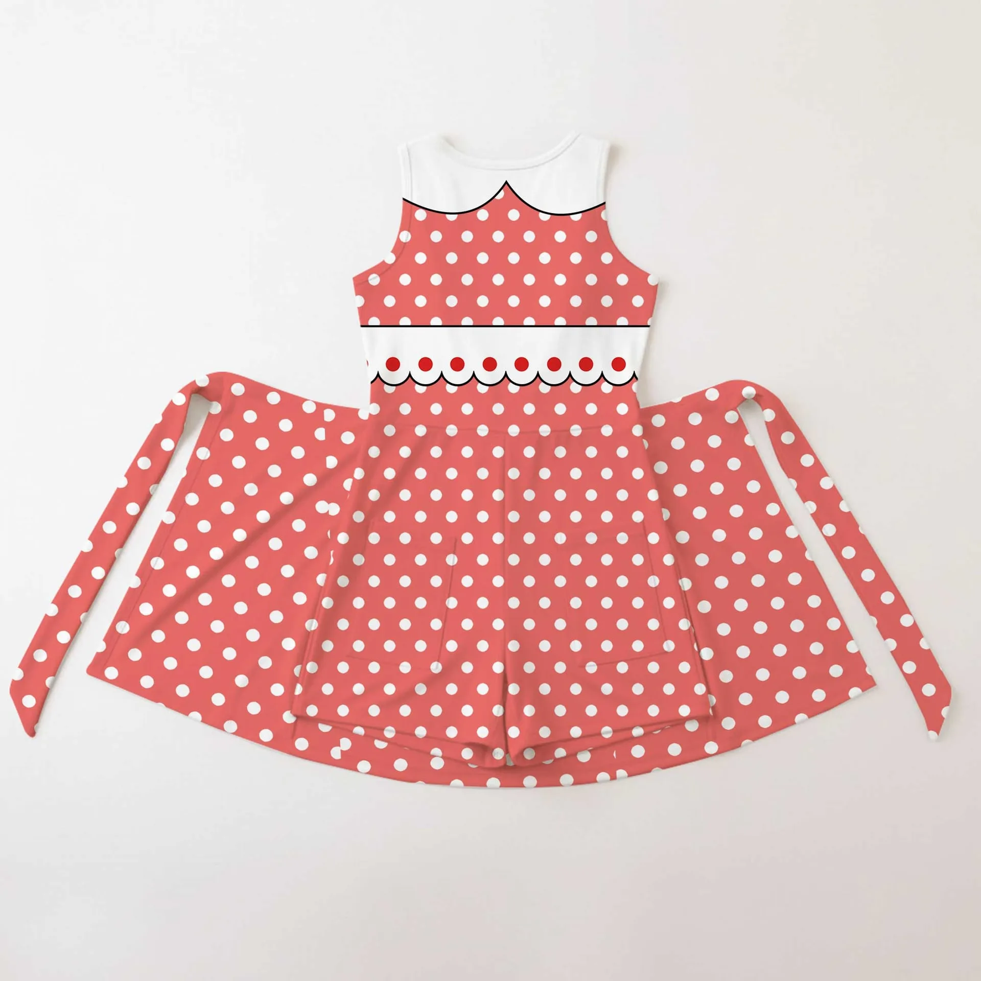 Minnie Inspired Tennis Dress, Red Polka Dot Mom And Me Matching Outfit, Disney Park Vacation Clothes - Image 2