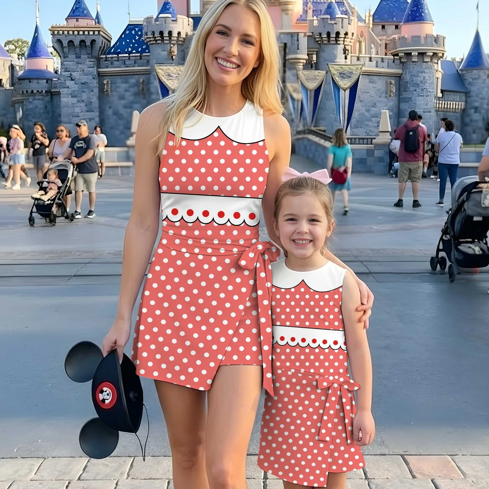 Minnie Inspired Tennis Dress, Red Polka Dot Mom And Me Matching Outfit, Disney Park Vacation Clothes