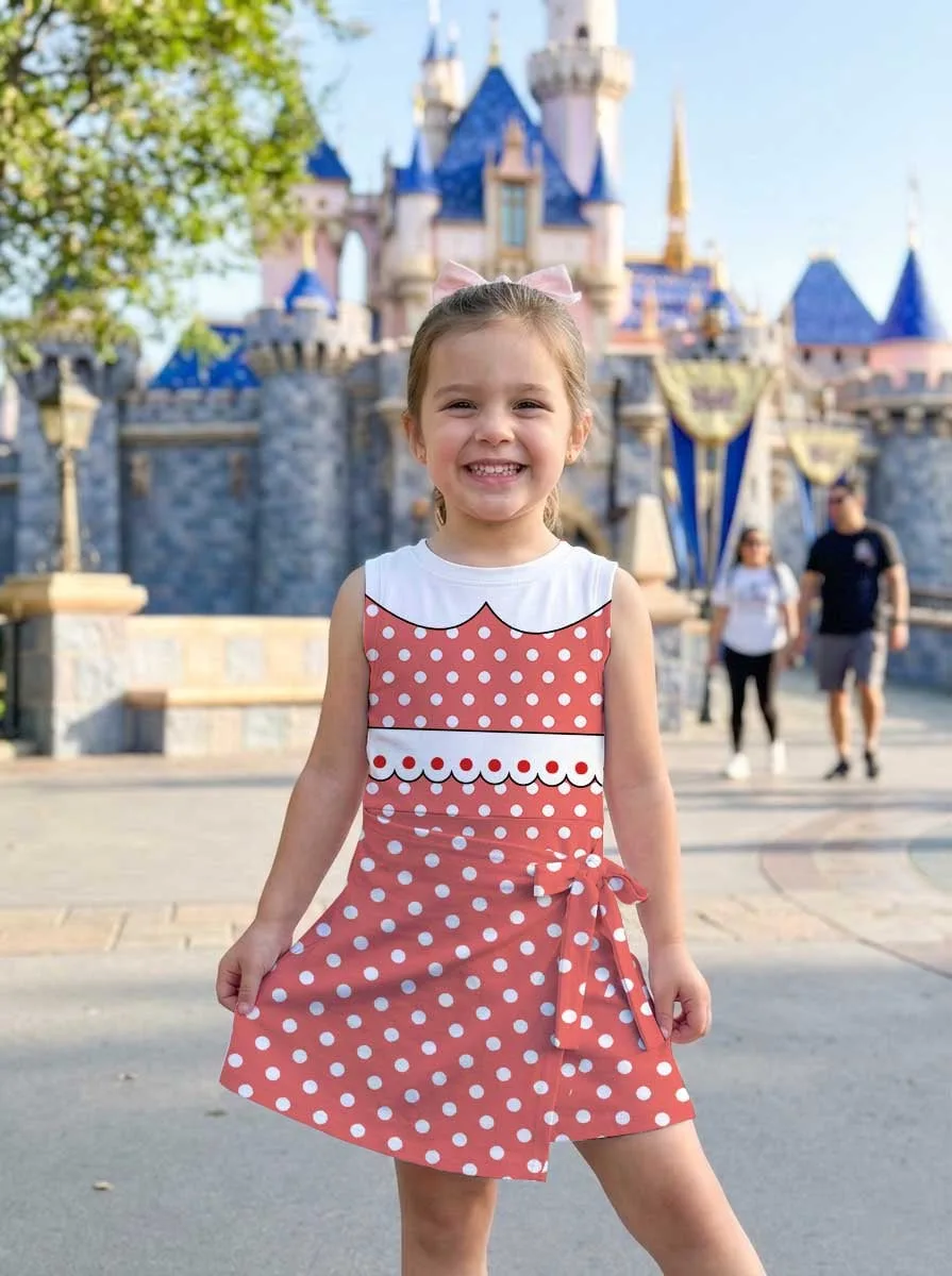Minnie Inspired Tennis Dress, Red Polka Dot Mom And Me Matching Outfit, Disney Park Vacation Clothes - Image 5