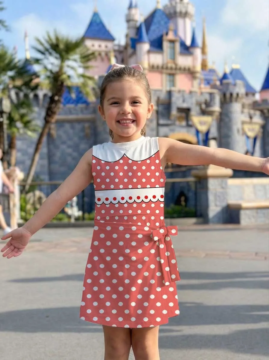 Minnie Inspired Tennis Dress, Red Polka Dot Mom And Me Matching Outfit, Disney Park Vacation Clothes - Image 6
