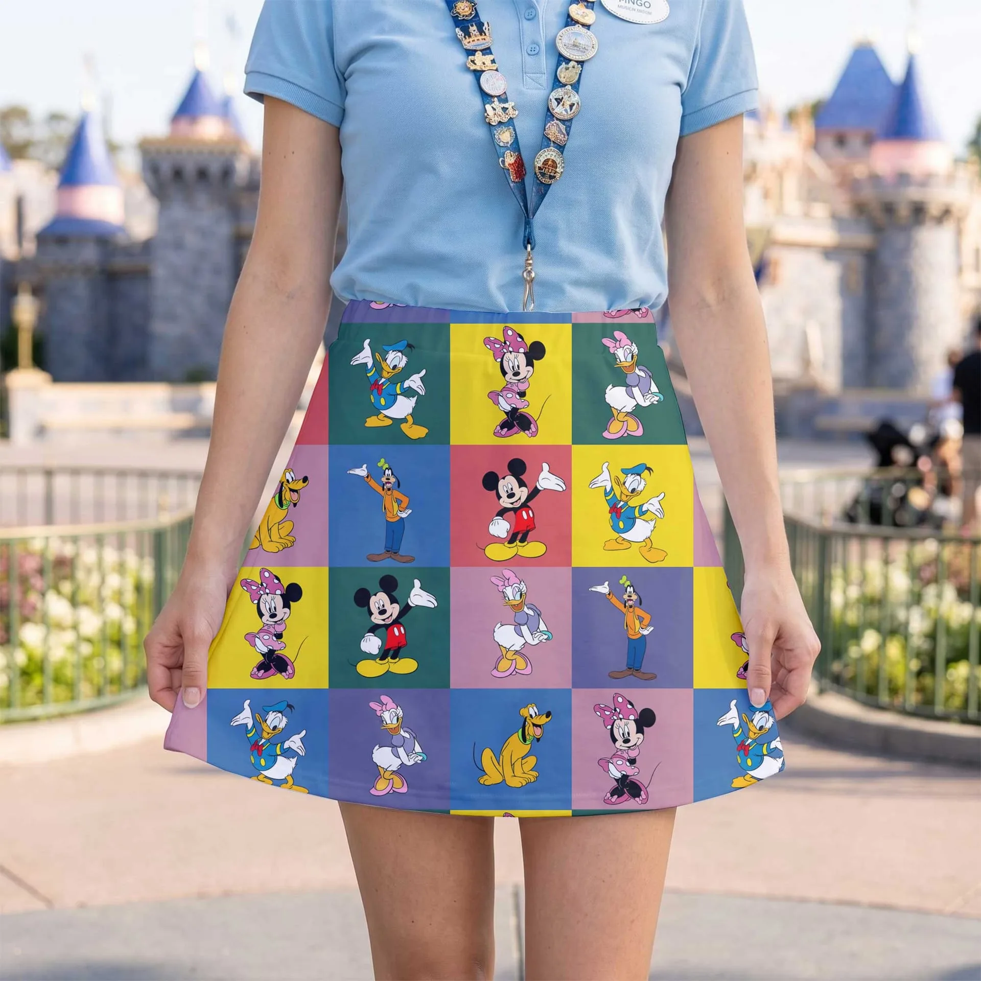 Mickey And Friends Skater Skirt, Disney Character Patchwork Skirt, Disney Park Vacation Outfit - Image 3