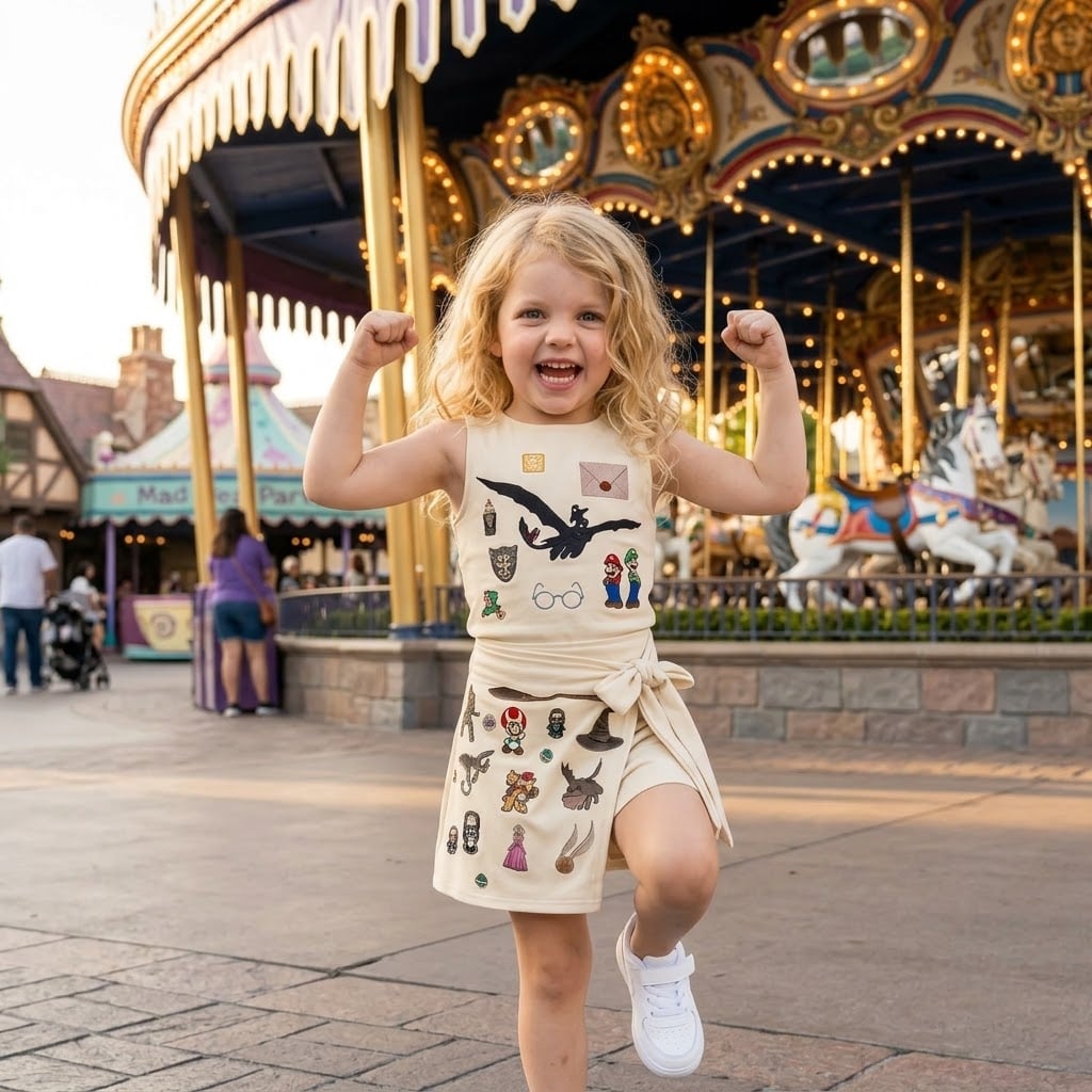 Super Mario Character Pattern Tennis Dress, Mama Mini Family Matching Outfit - Image 4