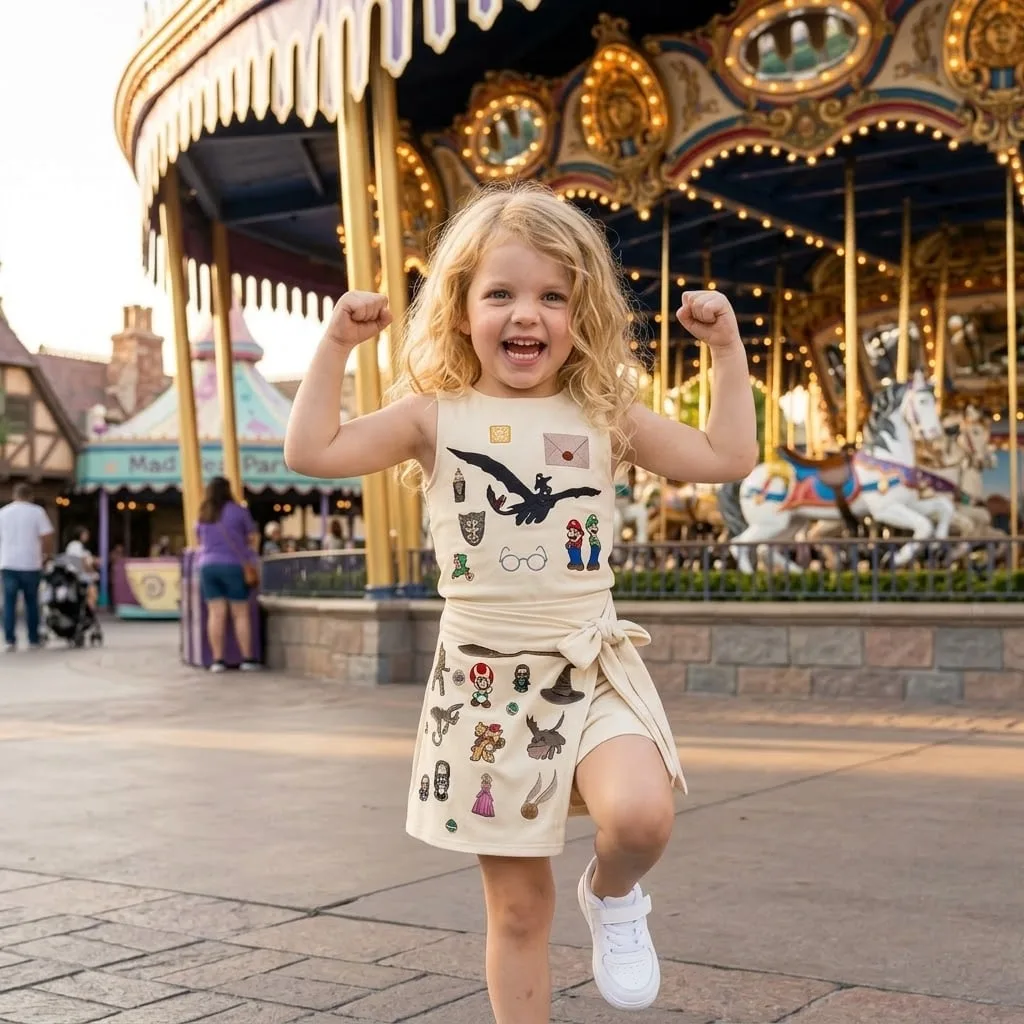 Super Mario Character Pattern Tennis Dress, Mama Mini Family Matching Outfit - Image 4