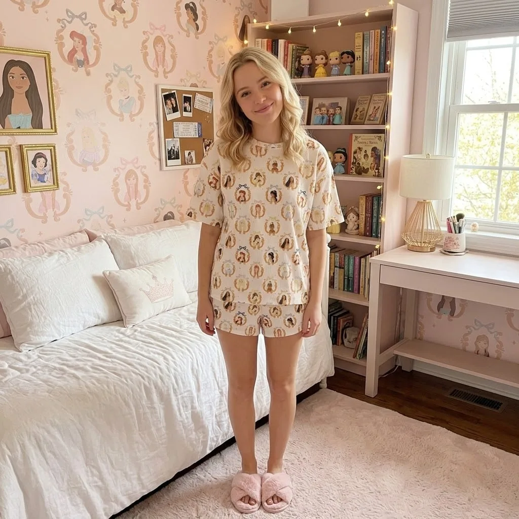 Disney Princess Heavyweight Cotton Waffle Knit Loungewear Set, Princess Pajama Outfit - Image 4
