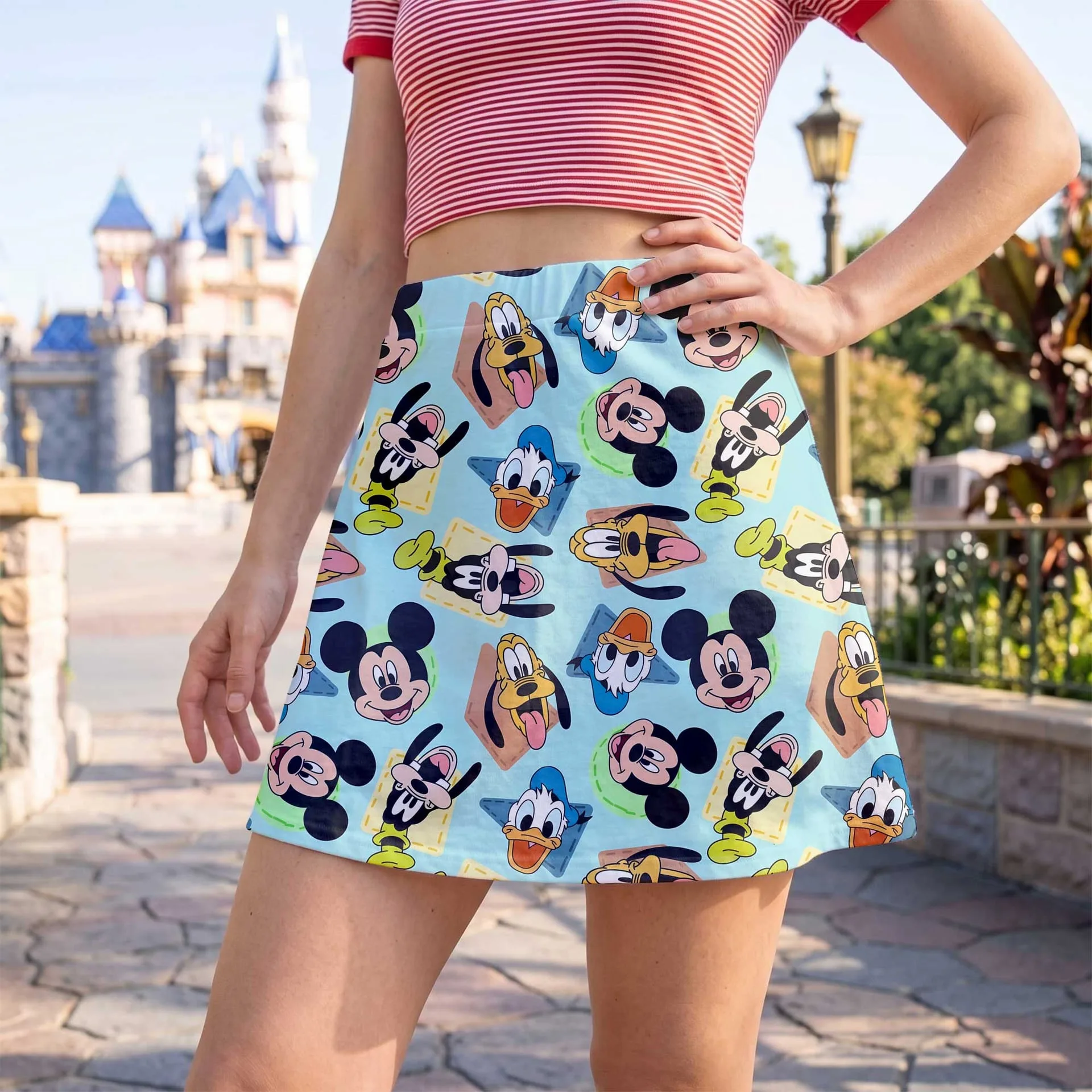 Mickey & Friends Allover Skater Skirt, Disney Park Vacation Outfit, Classic Disney Character Skirt - Image 3