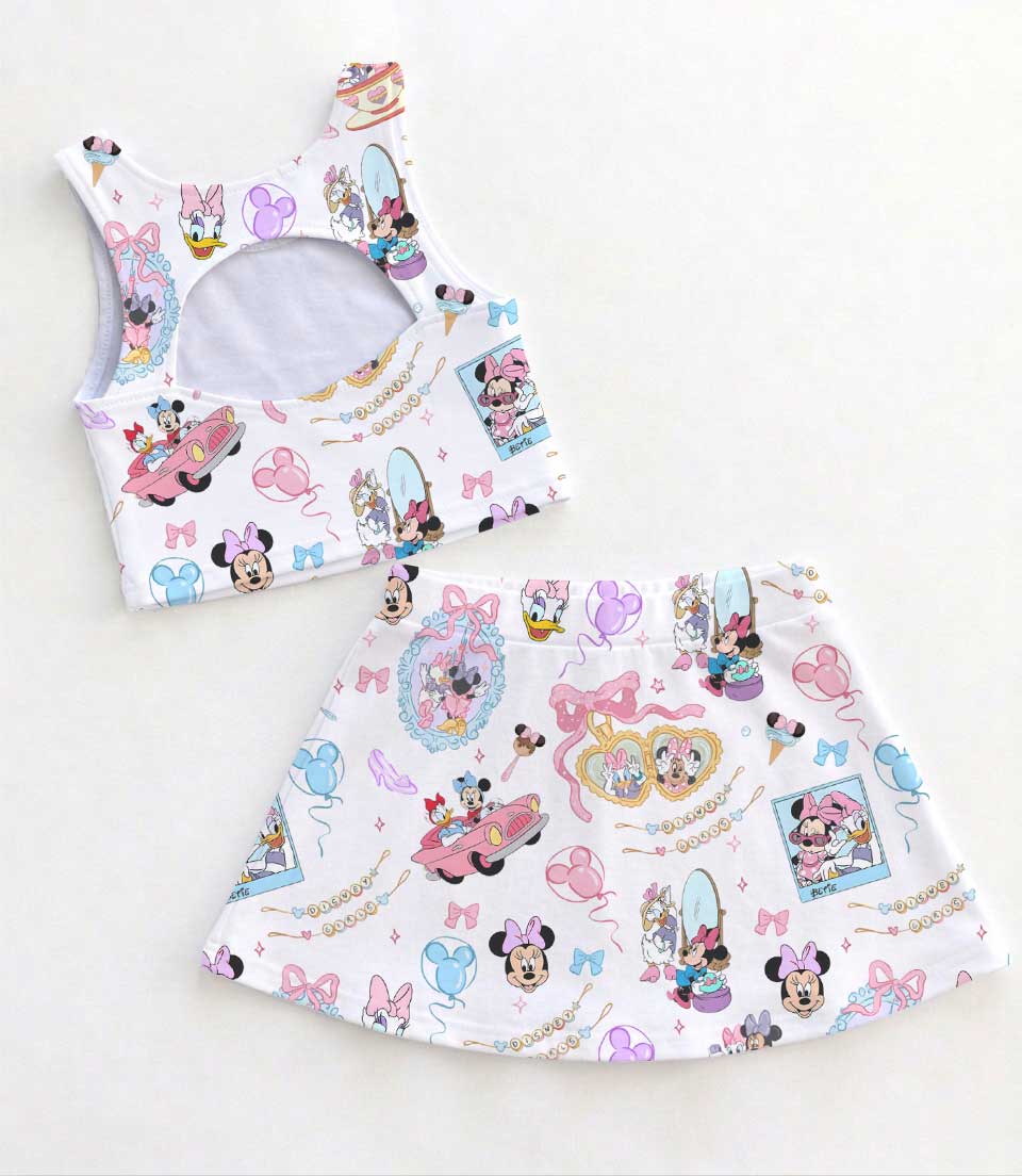 Coquette Bows Minnie Daisy Set Dress, Minnie And Daisy Bestie Disney Tennis Dress Magic Kingdom Trip Outfit Set - Image 2