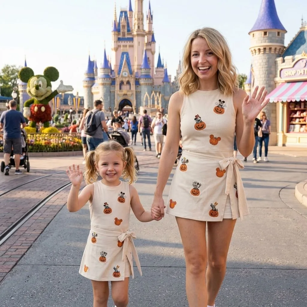 Disney Halloween Pumpkin Tennis Dress Skirt, Mickey Friends Halloween Dress - Image 3