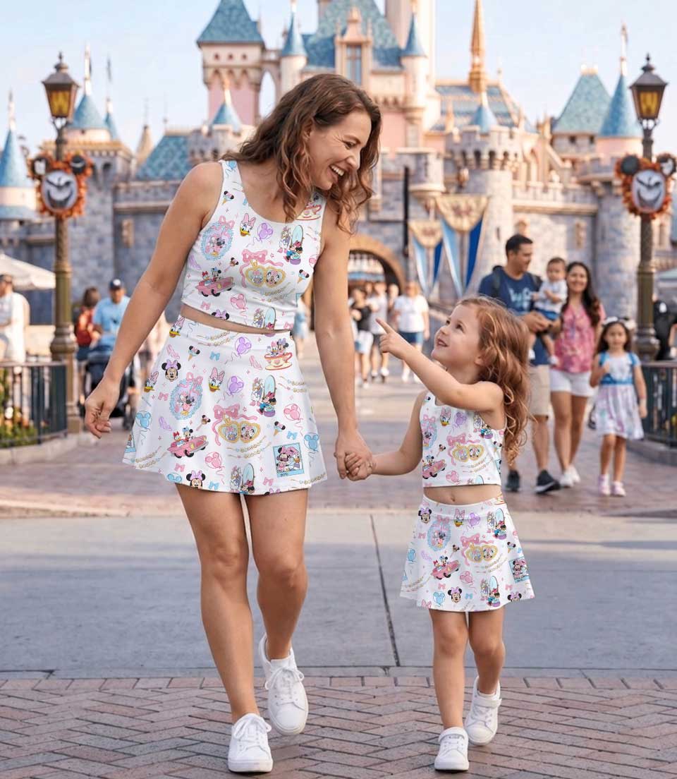Coquette Bows Minnie Daisy Set Dress, Minnie And Daisy Bestie Disney Tennis Dress Magic Kingdom Trip Outfit Set - Image 5