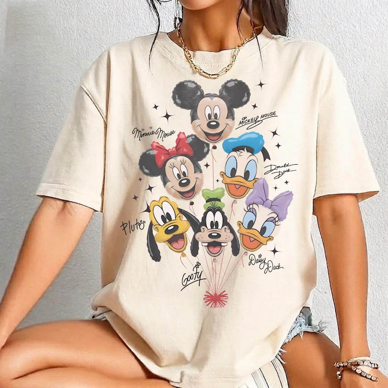 Retro Disney Mickey and Friends Balloon Shirt - Magical Trip Family T-Shirts