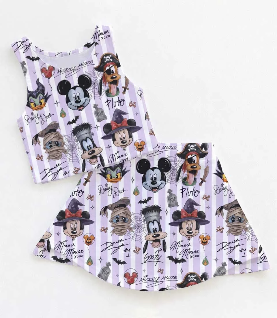Mickey And Friends Halloween Dress Set, Pumpkin Patch Girls Outfit, Disney Theme Park Vacation Clothes