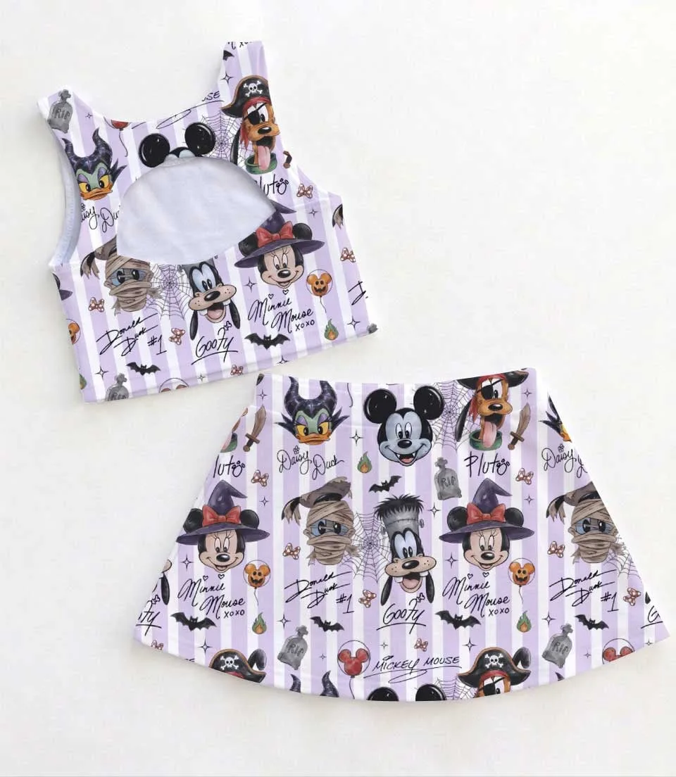Mickey And Friends Halloween Dress Set, Pumpkin Patch Girls Outfit, Disney Theme Park Vacation Clothes - Image 2