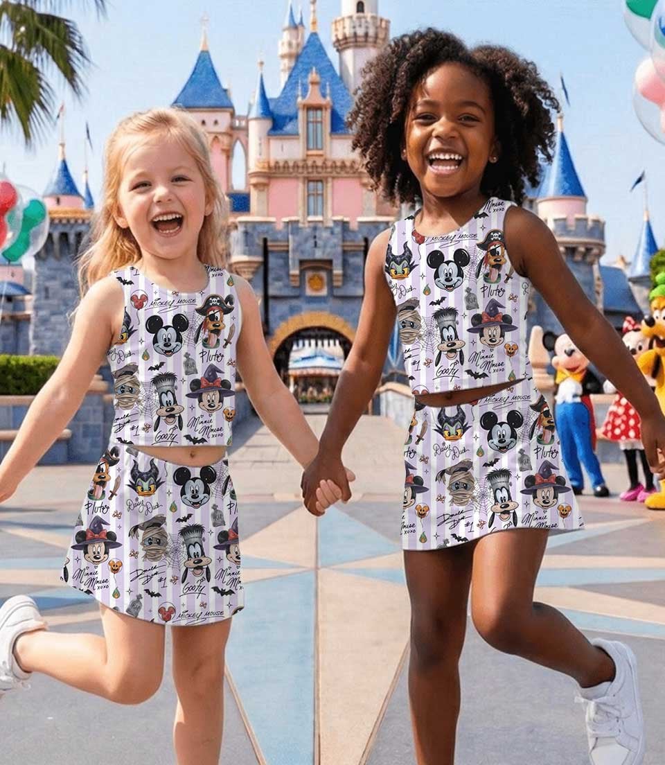Mickey And Friends Halloween Dress Set, Pumpkin Patch Girls Outfit, Disney Theme Park Vacation Clothes - Image 3