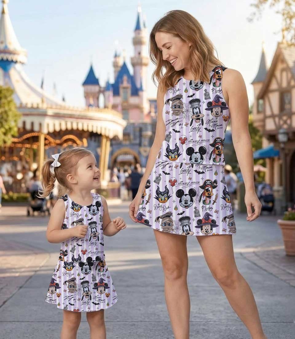Mickey And Friends Halloween Dress Set, Pumpkin Patch Girls Outfit, Disney Theme Park Vacation Clothes - Image 5