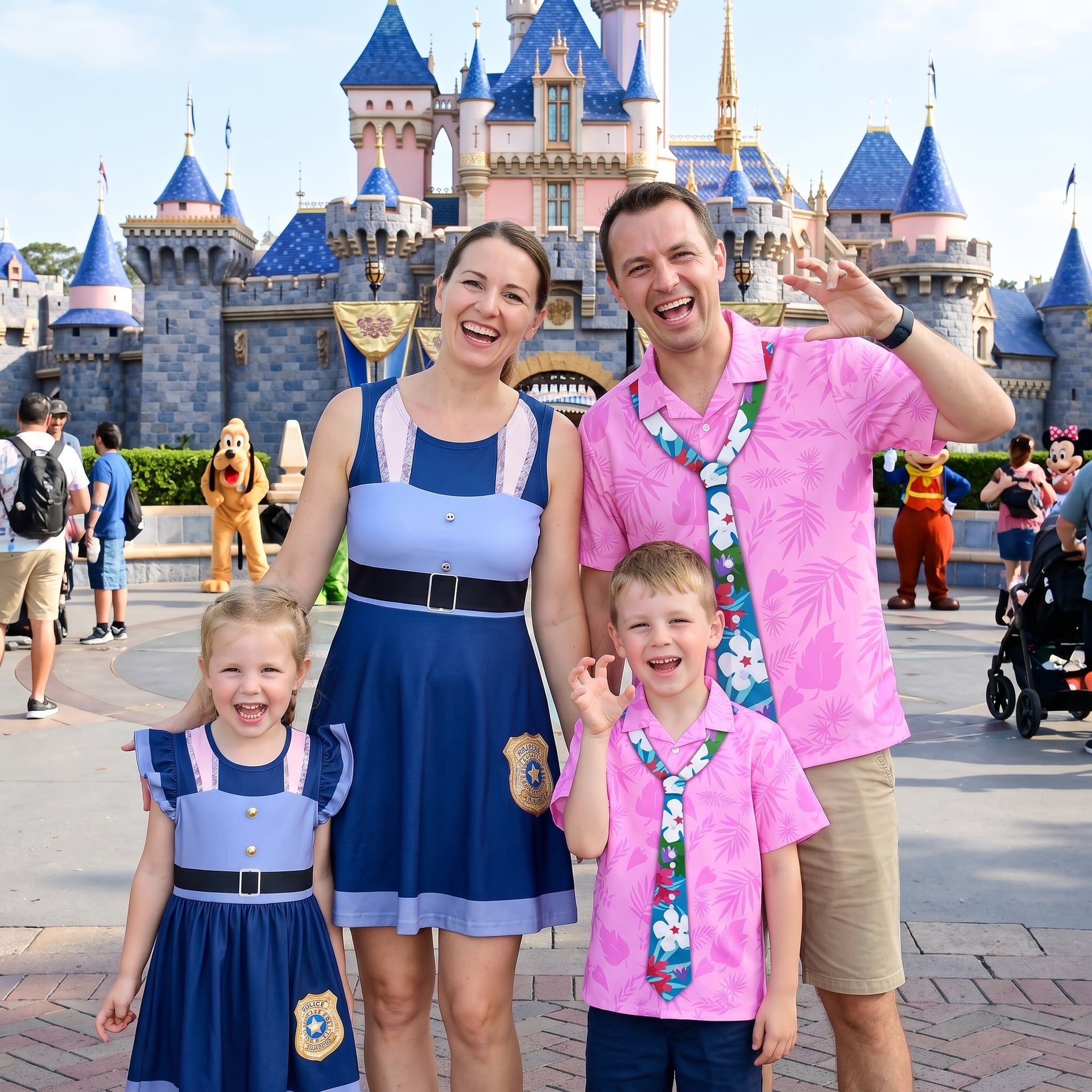 Zootopia Judy Hopps & Nick Wilde Family Matching Outfit, Blue Police Dress & Pink Hawaiian Shirt, Mother Daughter Father Son Matching Outfit, Disney Inspired Theme Park Vacation Clothing - Image 5