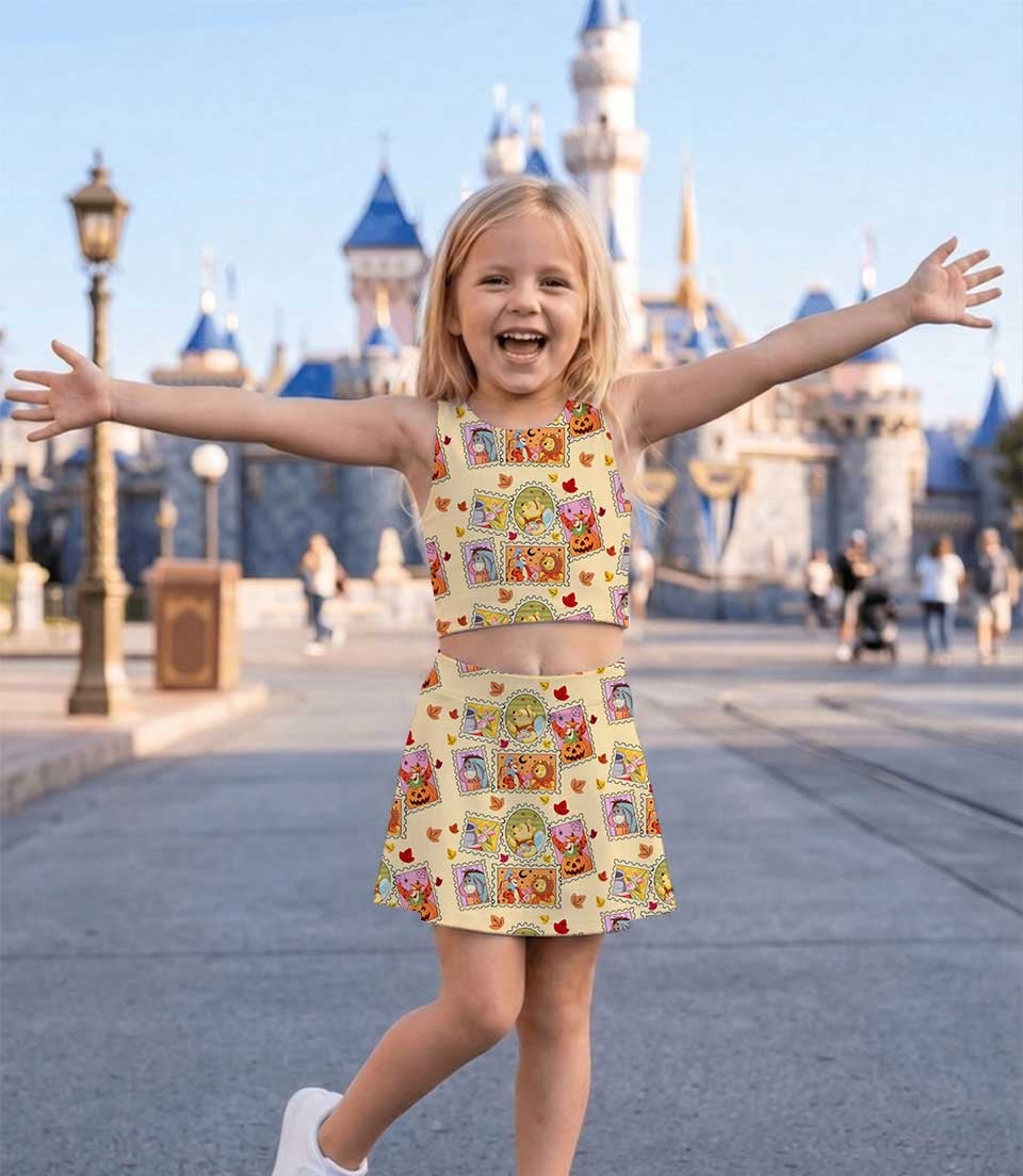 Winnie the Pooh Halloween Dress Set, Pumpkin Patch Girls Outfit, Fall Theme Park Vacation Clothes - Image 4