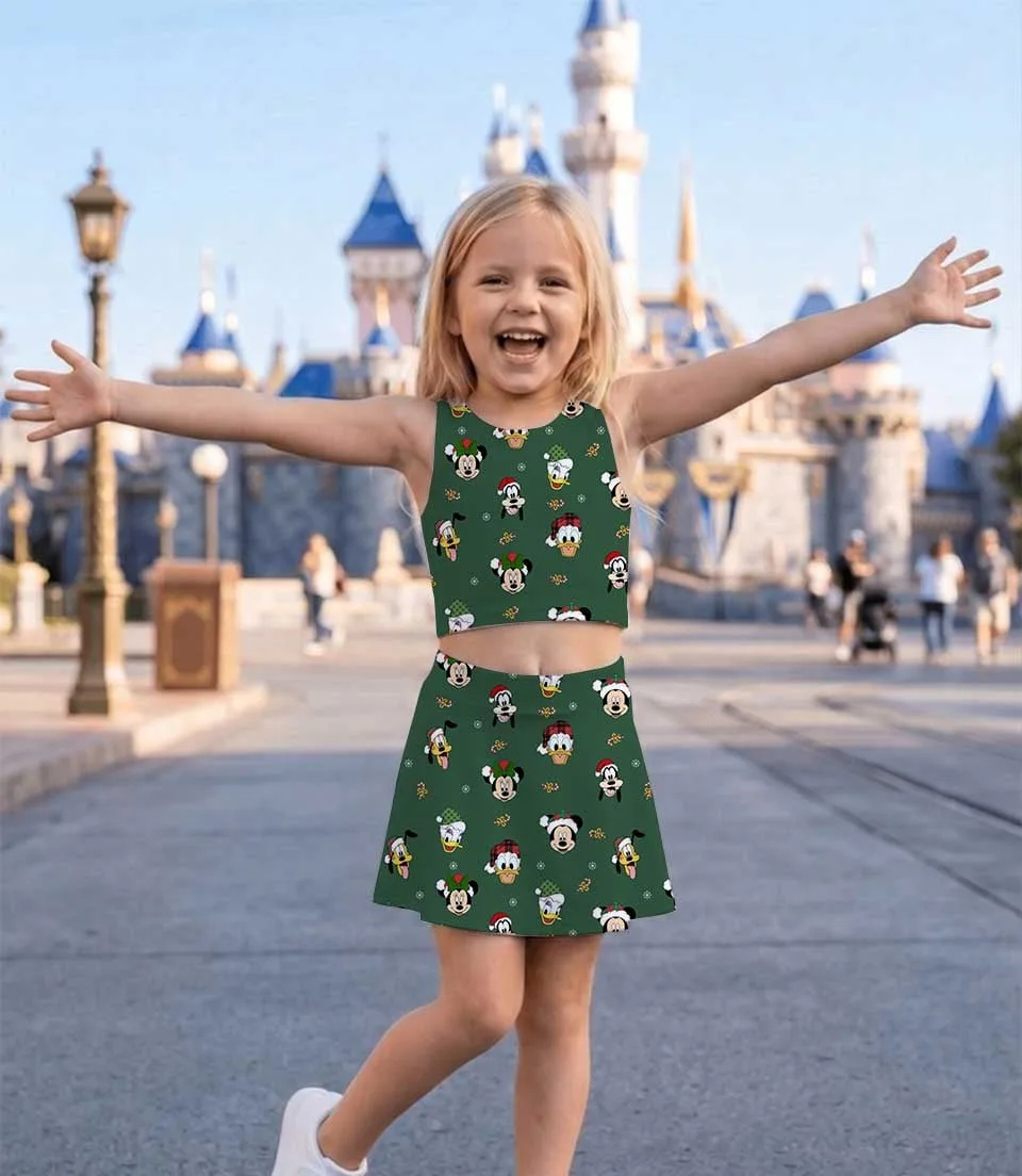 Disney Christmas Mother Daughter Matching Dress Set, Mickey & Friends Green Holiday Two Piece Dress Set, Festive Christmas Character Outfit, Theme Park Christmas Vacation Clothing, Cute Holiday Family Outfit - Image 6