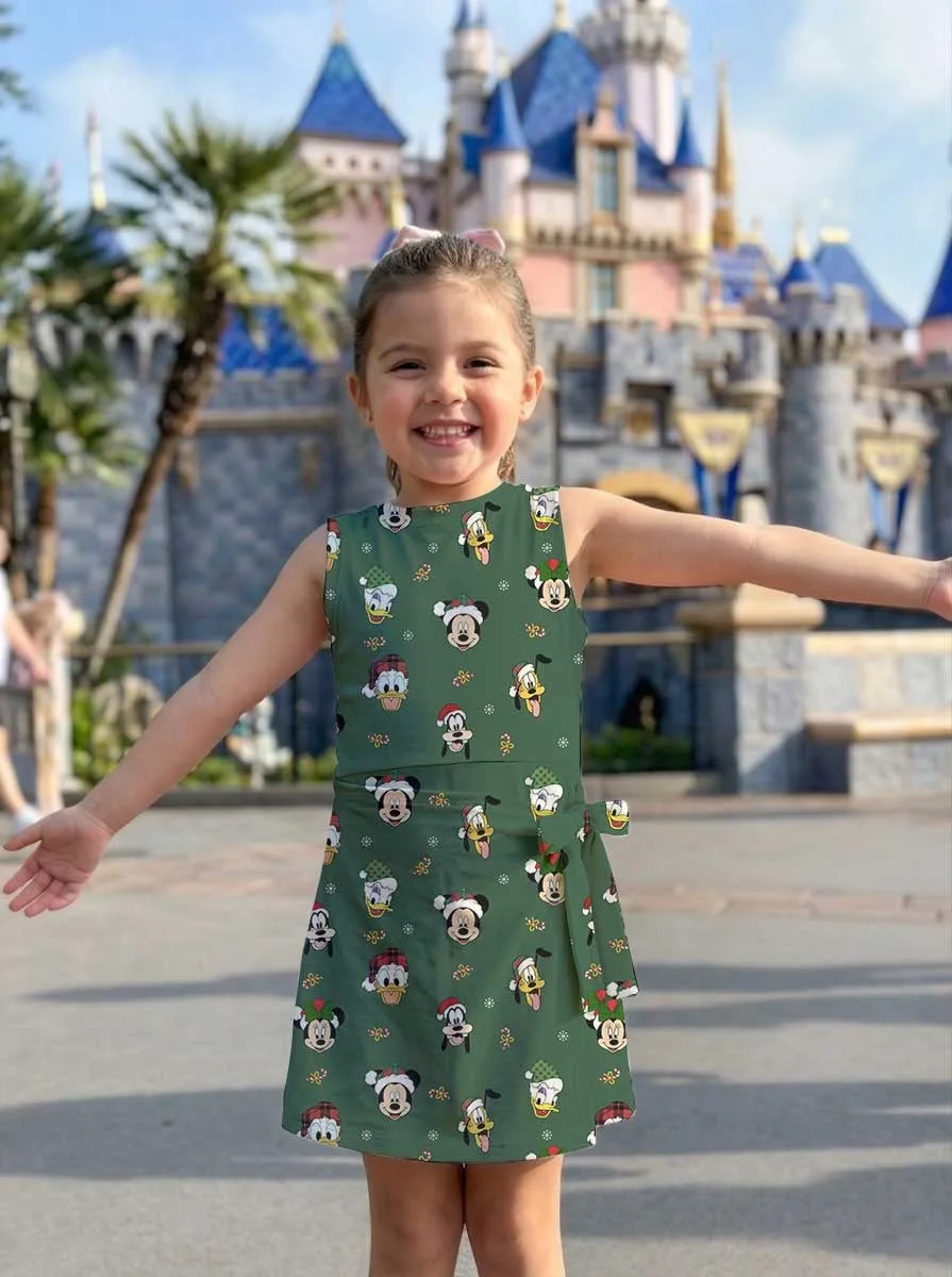 Disney Christmas Mother Daughter Matching Tennis Dress, Mickey & Friends Green Holiday Bow Skort Dress, Festive Christmas Character Outfit, Theme Park Christmas Vacation Clothing, Cute Mommy and Me Outfit - Image 7