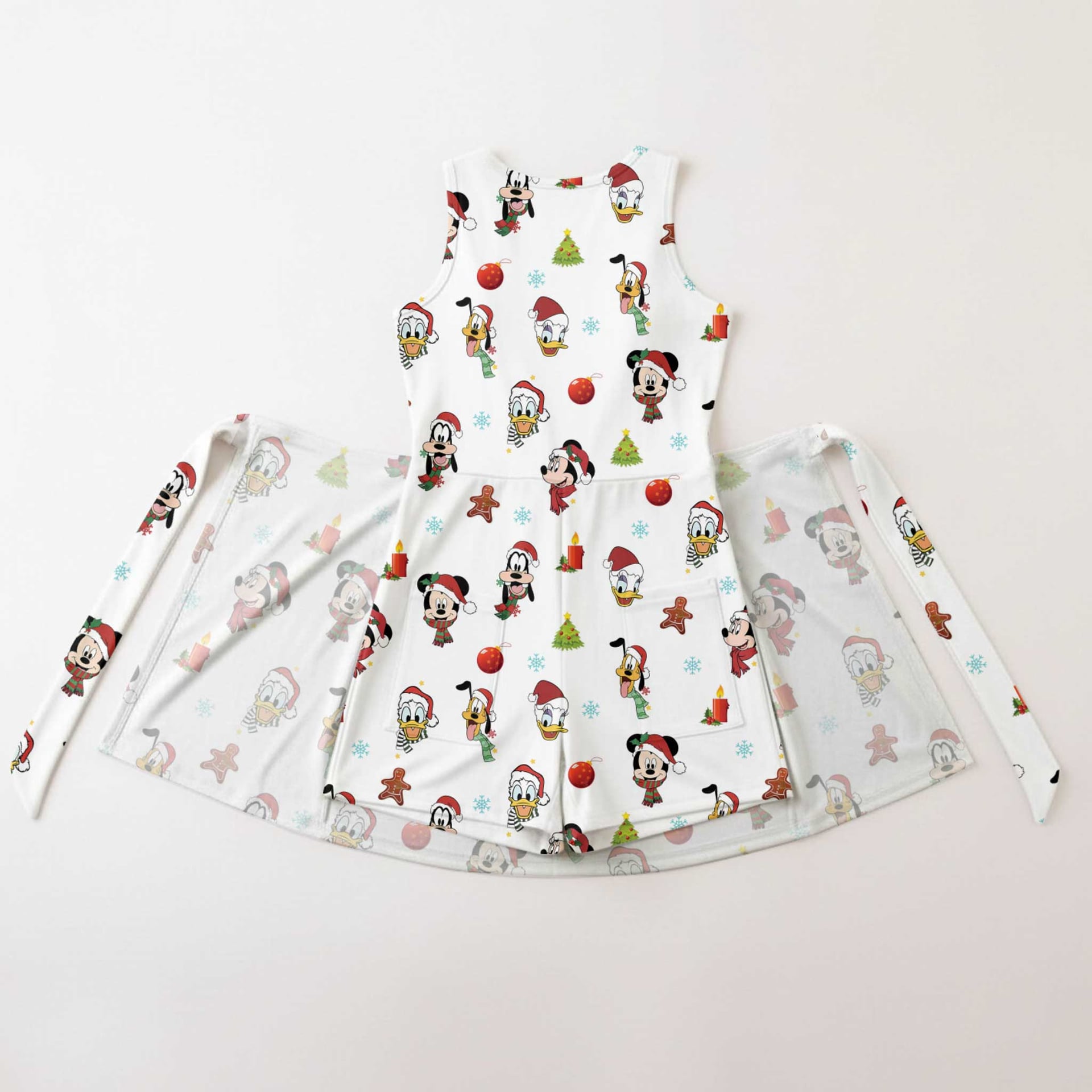 Disney Christmas Mother Daughter Matching Tennis Dress, Mickey & Friends Holiday Print Bow Skort Dress, Festive Christmas Character Outfit, Theme Park Holiday Vacation Clothing, Cute Mommy and Me Outfit - Image 2