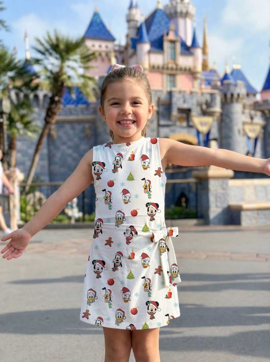 Disney Christmas Mother Daughter Matching Tennis Dress, Mickey & Friends Holiday Print Bow Skort Dress, Festive Christmas Character Outfit, Theme Park Holiday Vacation Clothing, Cute Mommy and Me Outfit - Image 7