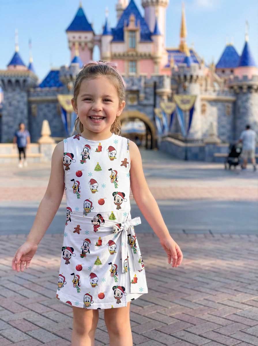 Disney Christmas Mother Daughter Matching Tennis Dress, Mickey & Friends Holiday Print Bow Skort Dress, Festive Christmas Character Outfit, Theme Park Holiday Vacation Clothing, Cute Mommy and Me Outfit - Image 8