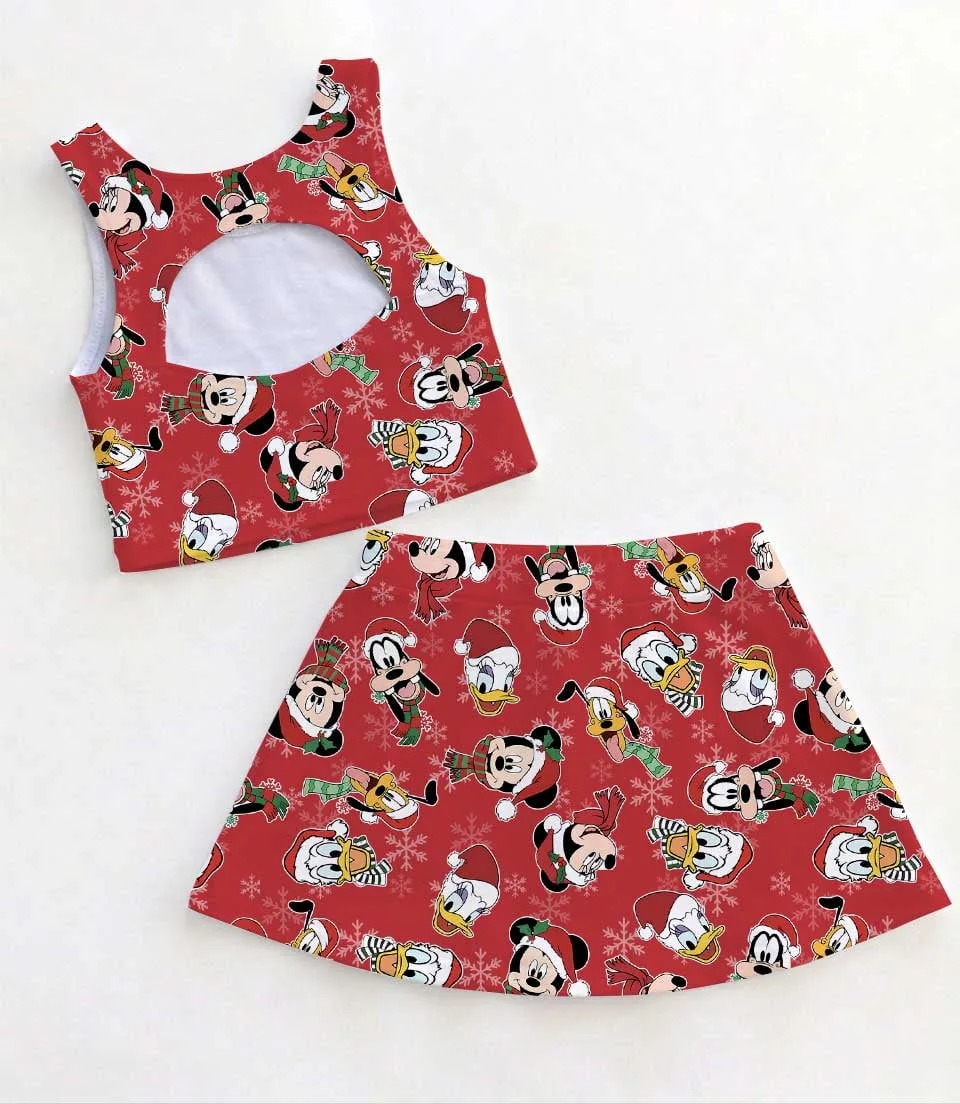 Disney Christmas Mother Daughter Matching Dress Set, Mickey & Friends Holiday Two Piece Dress Set, Festive Character Outfit, Theme Park Christmas Vacation Clothing, Cute Holiday Family Outfit - Image 2