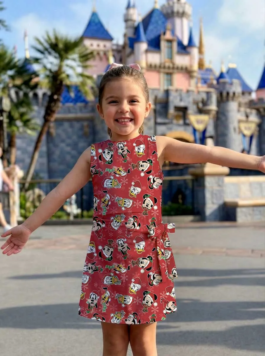 Disney Christmas Mother Daughter Matching Tennis Dress, Mickey & Friends Holiday Print Bow Skort Dress, Festive Character Outfit, Theme Park Christmas Vacation Clothing, Cute Mommy and Me Outfit - Image 7