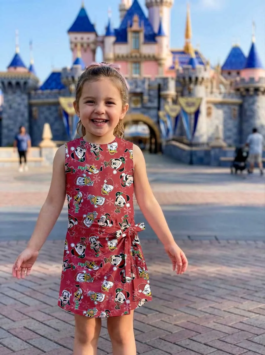 Disney Christmas Mother Daughter Matching Tennis Dress, Mickey & Friends Holiday Print Bow Skort Dress, Festive Character Outfit, Theme Park Christmas Vacation Clothing, Cute Mommy and Me Outfit - Image 8