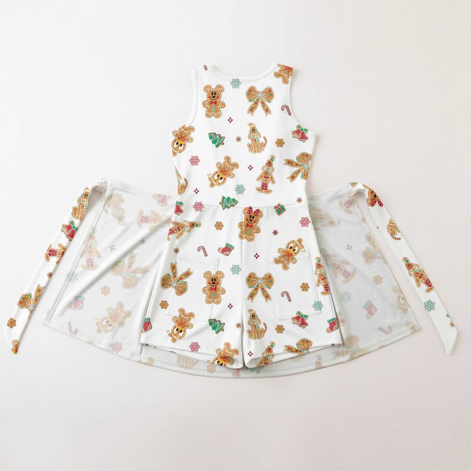 Christmas Gingerbread Inspired Mother Daughter Matching Tennis Dress, Holiday Cookie Print Bow Skort Dress, Festive Character Outfit, Theme Park Christmas Vacation Clothing, Cute Mommy and Me Outfit - Image 2