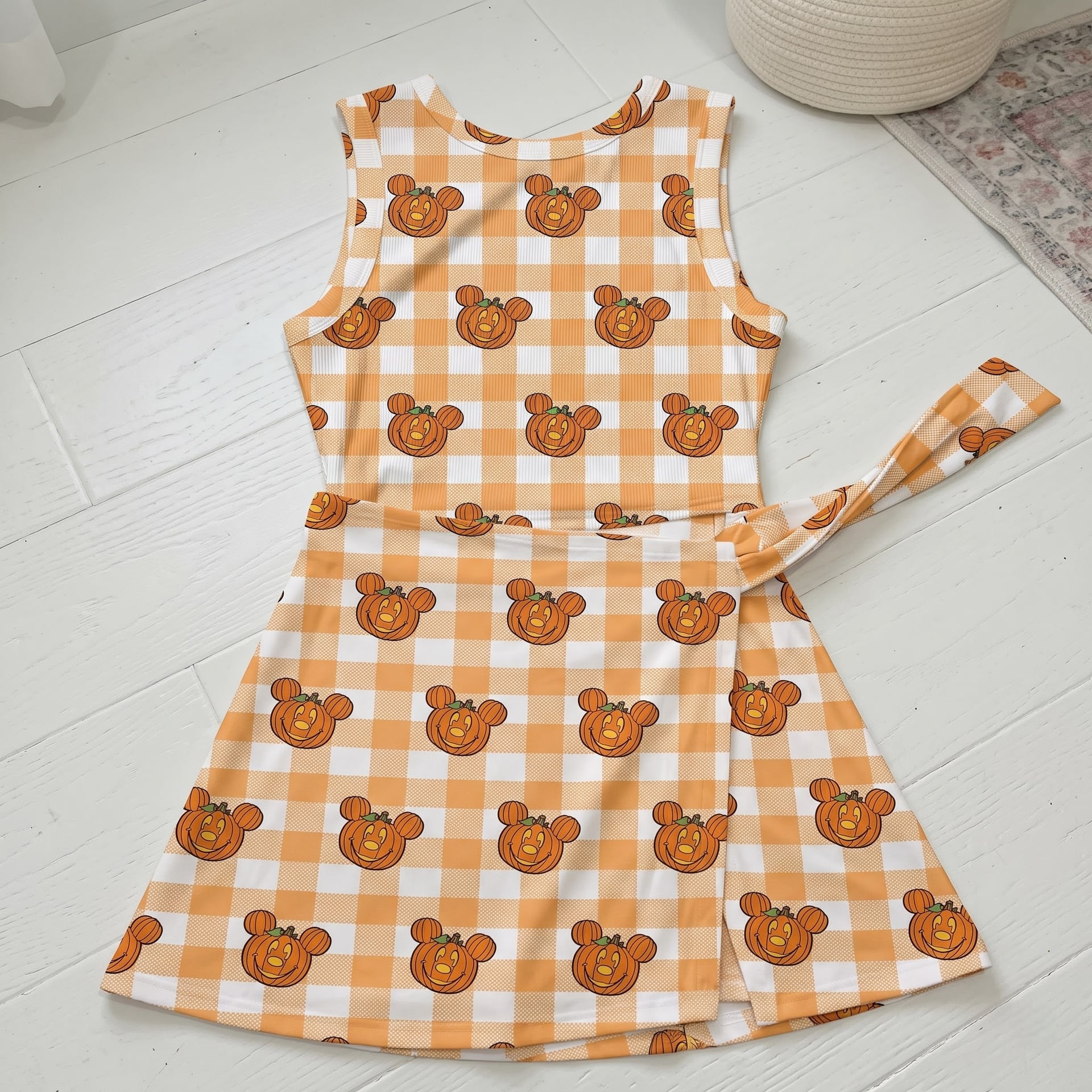 Halloween Mickey Pumpkin Tennis Dress, Disney Fall Gingham Tennis Dress, Cute Pumpkin Outfit - Image 2