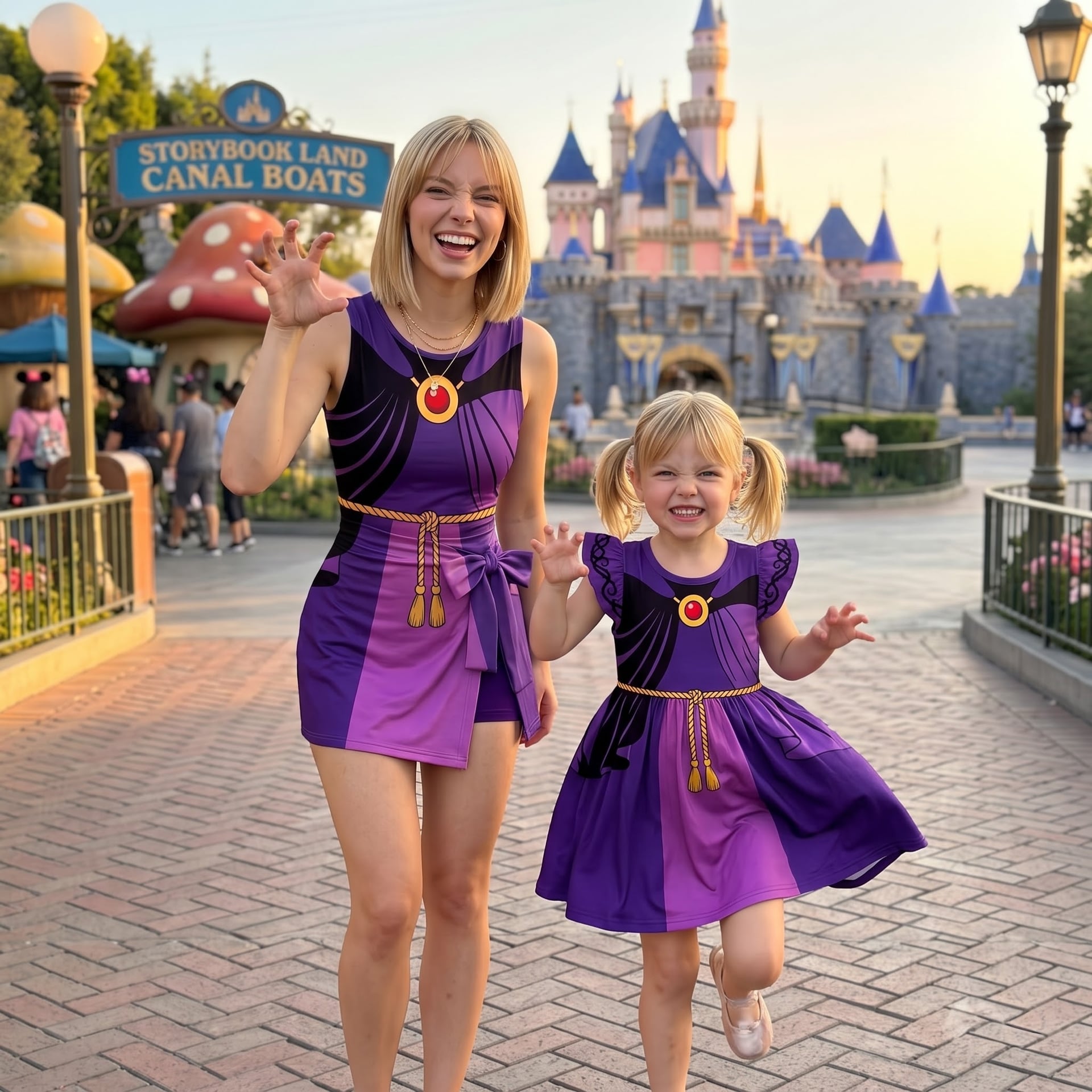 Mother Daughter Purple Villain Matching Outfit, Women’s Tennis Dress & Girls Skater Dress, Fairy Tale Character Outfit, Theme Park Vacation Dress, Cute Summer Family Clothing - Image 2