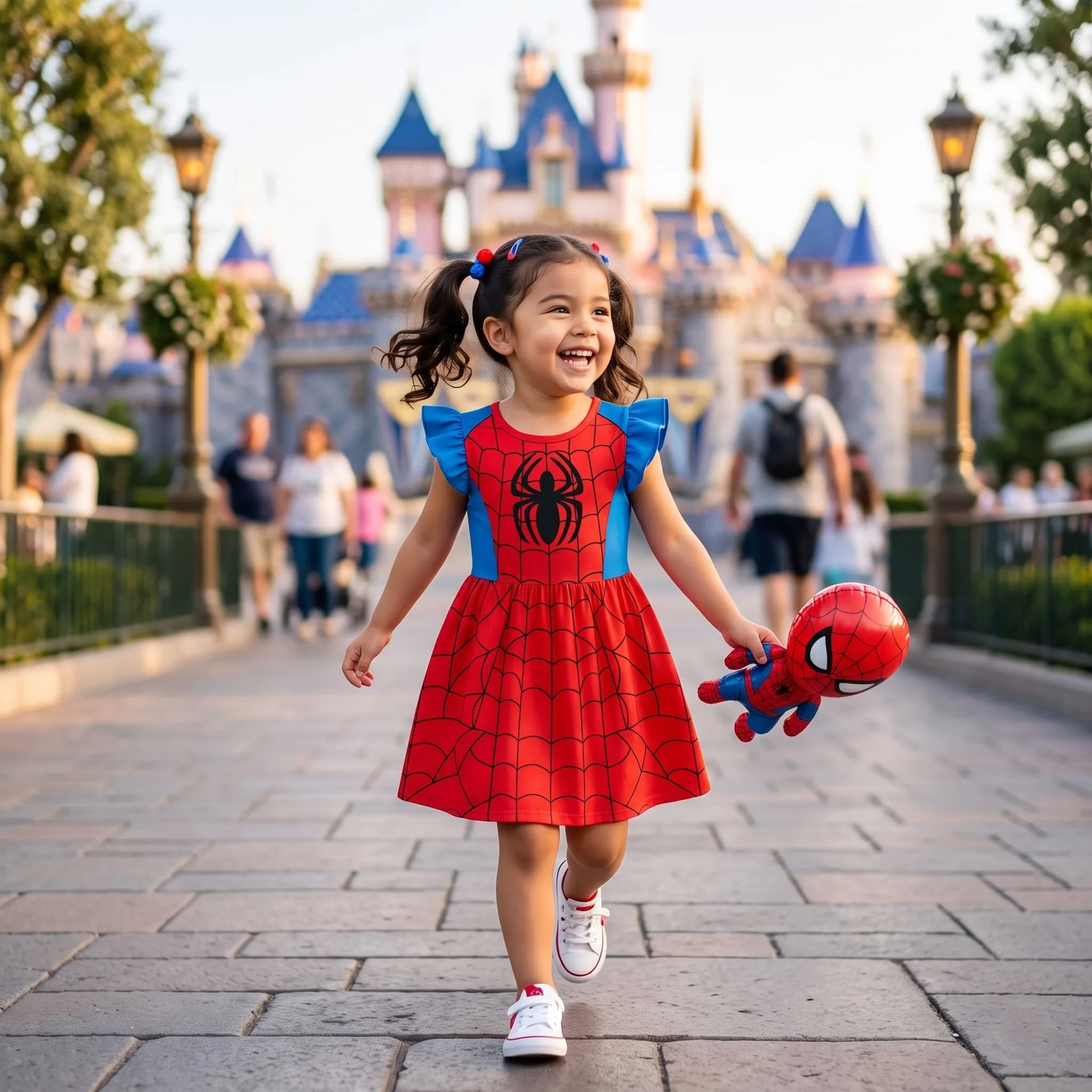 Spider Hero Matching Kids Dress, Superhero Character Costume Outfit, Web Pattern Princess Dress, Theme Park Vacation Clothes - Image 3