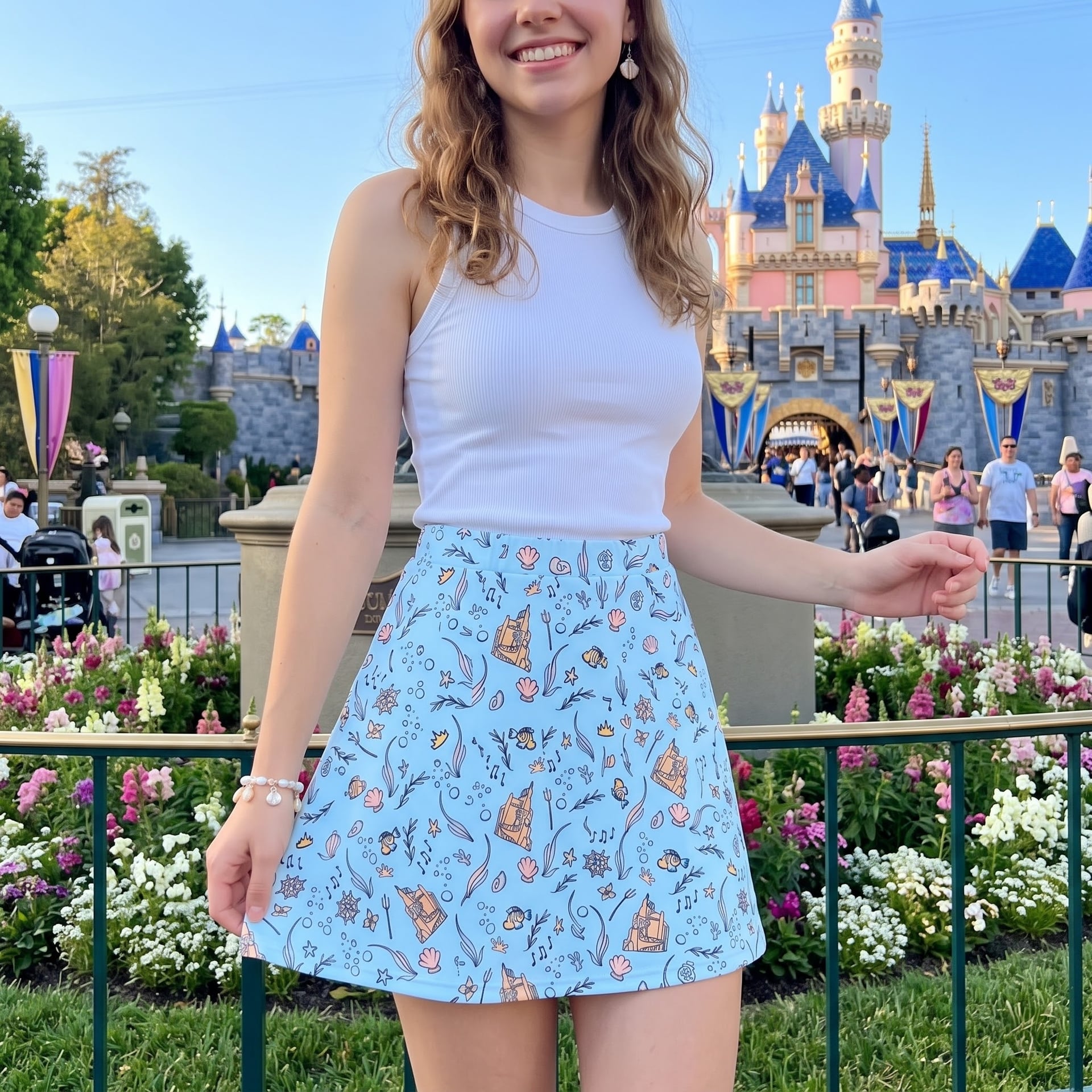 Little Mermaid Seashell Skater Skirt, Disney Park Vacation Outfit, Under the Sea Skirt - Image 2