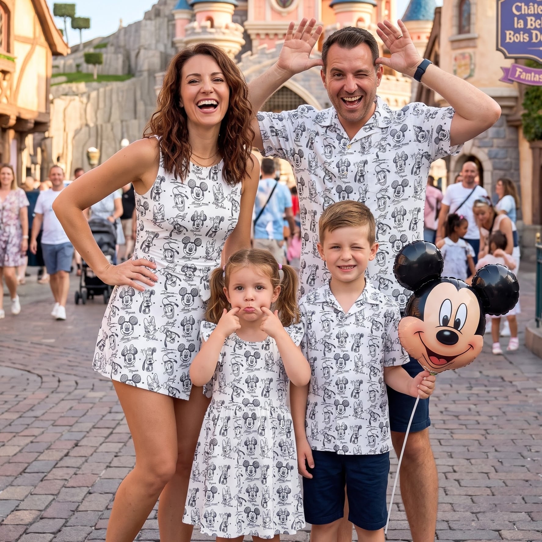 Mickey & Friends Matching Family Set, Cartoon Character Family Vacation Outfit, Theme Park Matching Clothes, Disneyland Trip Clothes