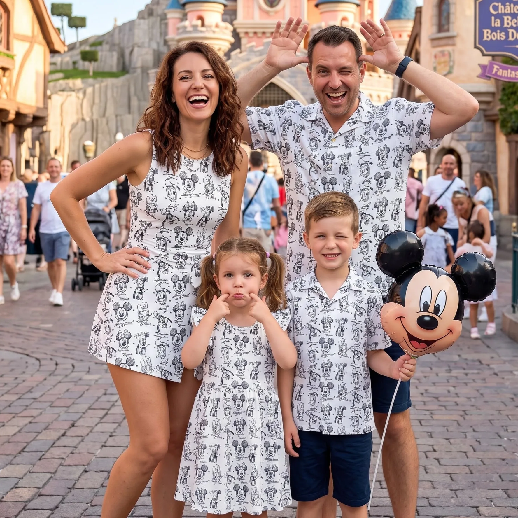 Mickey & Friends Matching Family Set, Cartoon Character Family Vacation Outfit, Theme Park Matching Clothes, Disneyland Trip Clothes