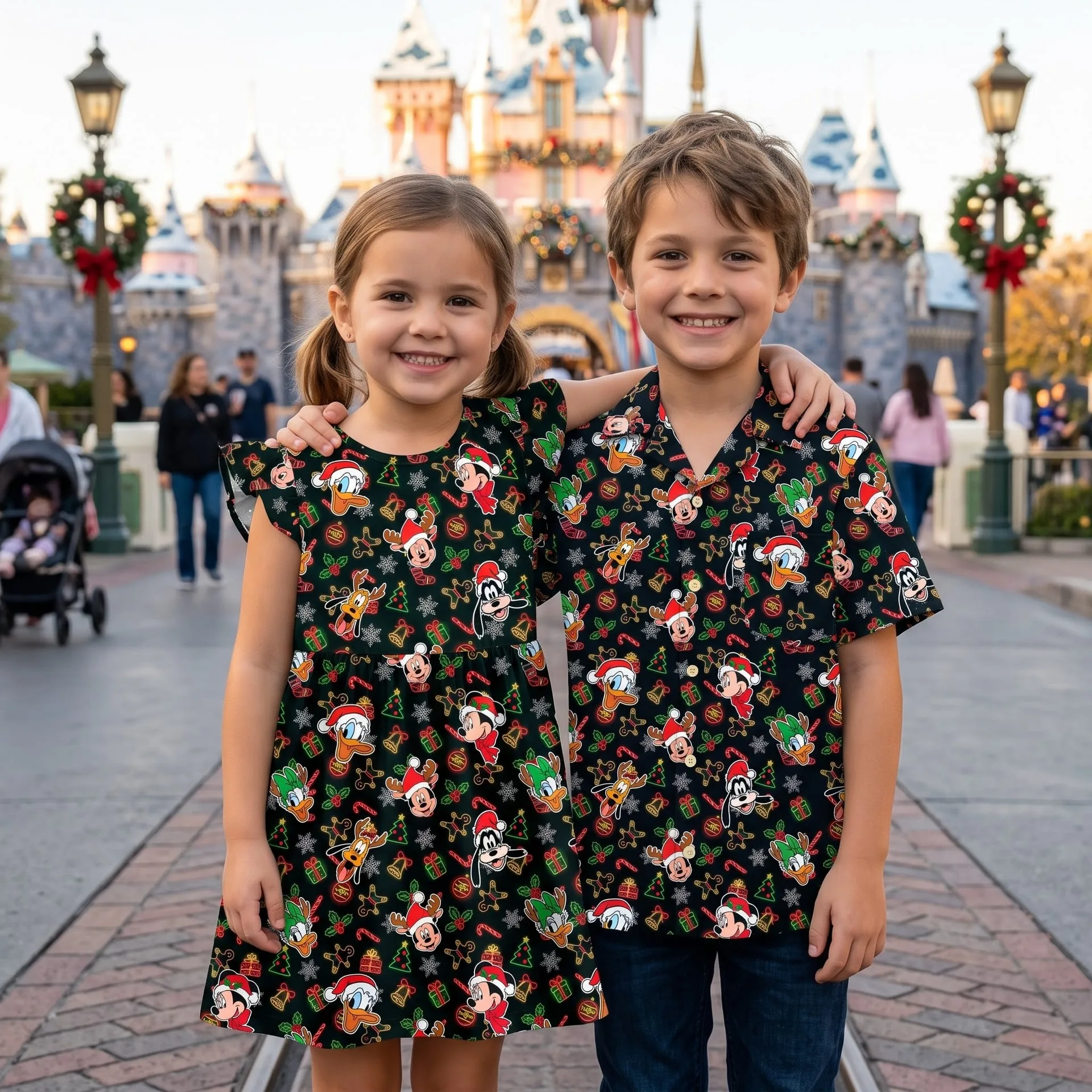 Christmas Mickey & Friends Matching Family Set, Holiday Family Vacation Outfit, Cartoon Character Christmas Clothes, Theme Park Trip Clothes - Image 3