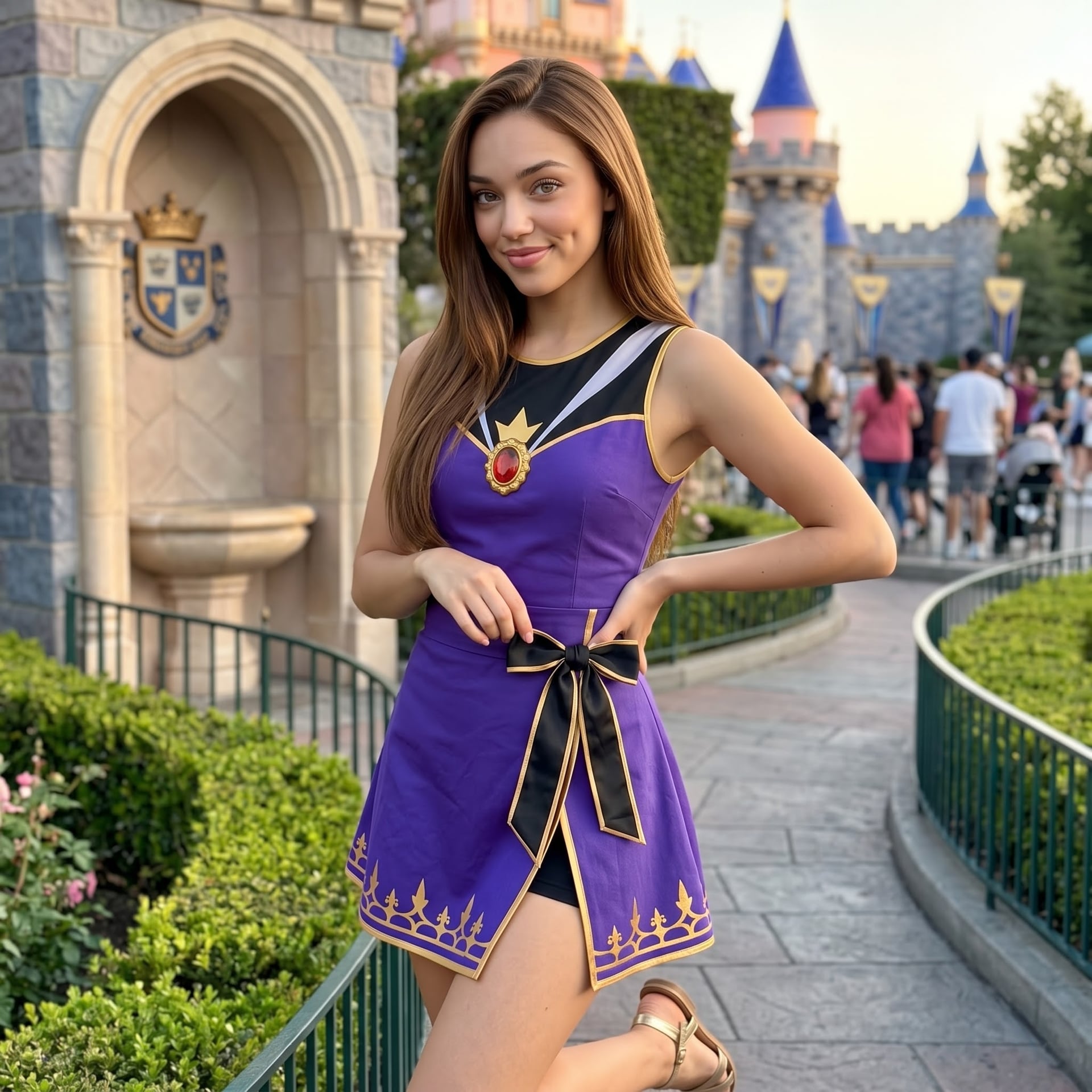 Princess Purple Tennis Dress, Snow White Bow Skort Dress, Fairy Tale Character Outfit, Theme Park Vacation Dress, Cute Summer Princess Clothing - Image 2